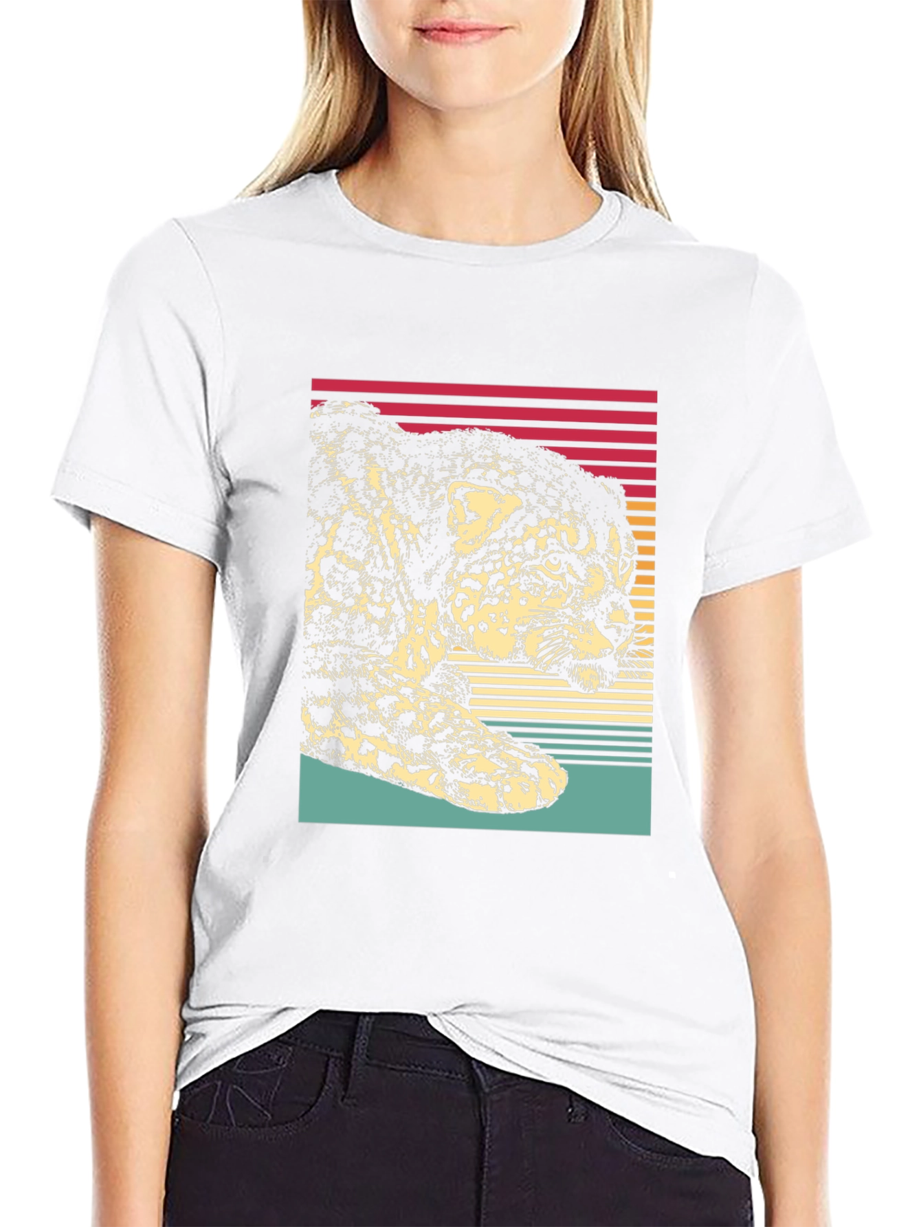 Camiseta Hombre Diseño Leopardo Retro