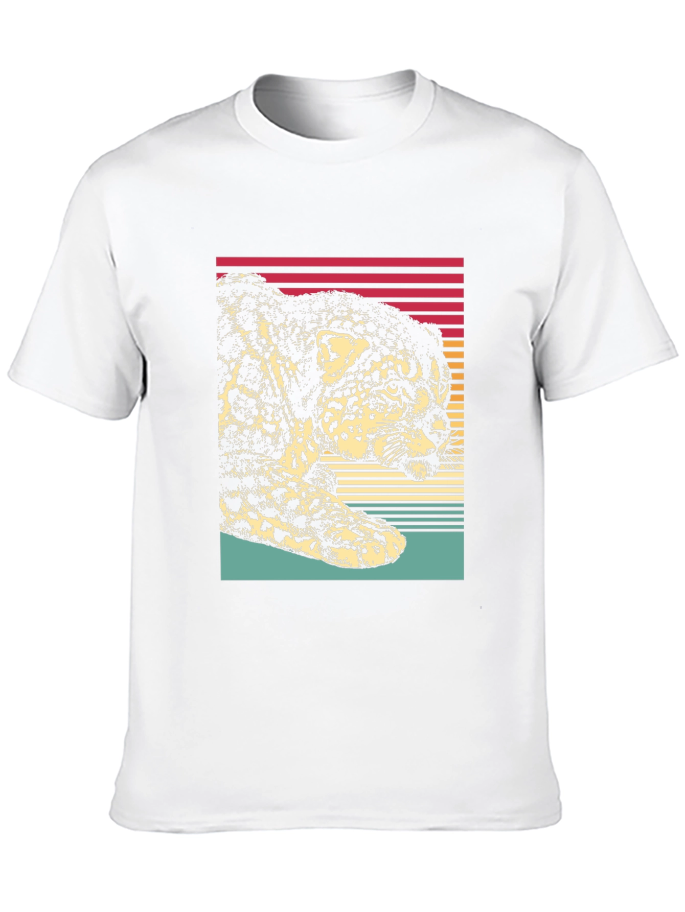 Camiseta Hombre Diseño Leopardo Retro