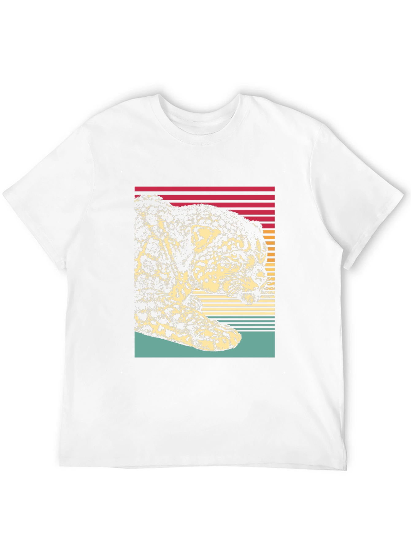 Camiseta Hombre Diseño Leopardo Retro