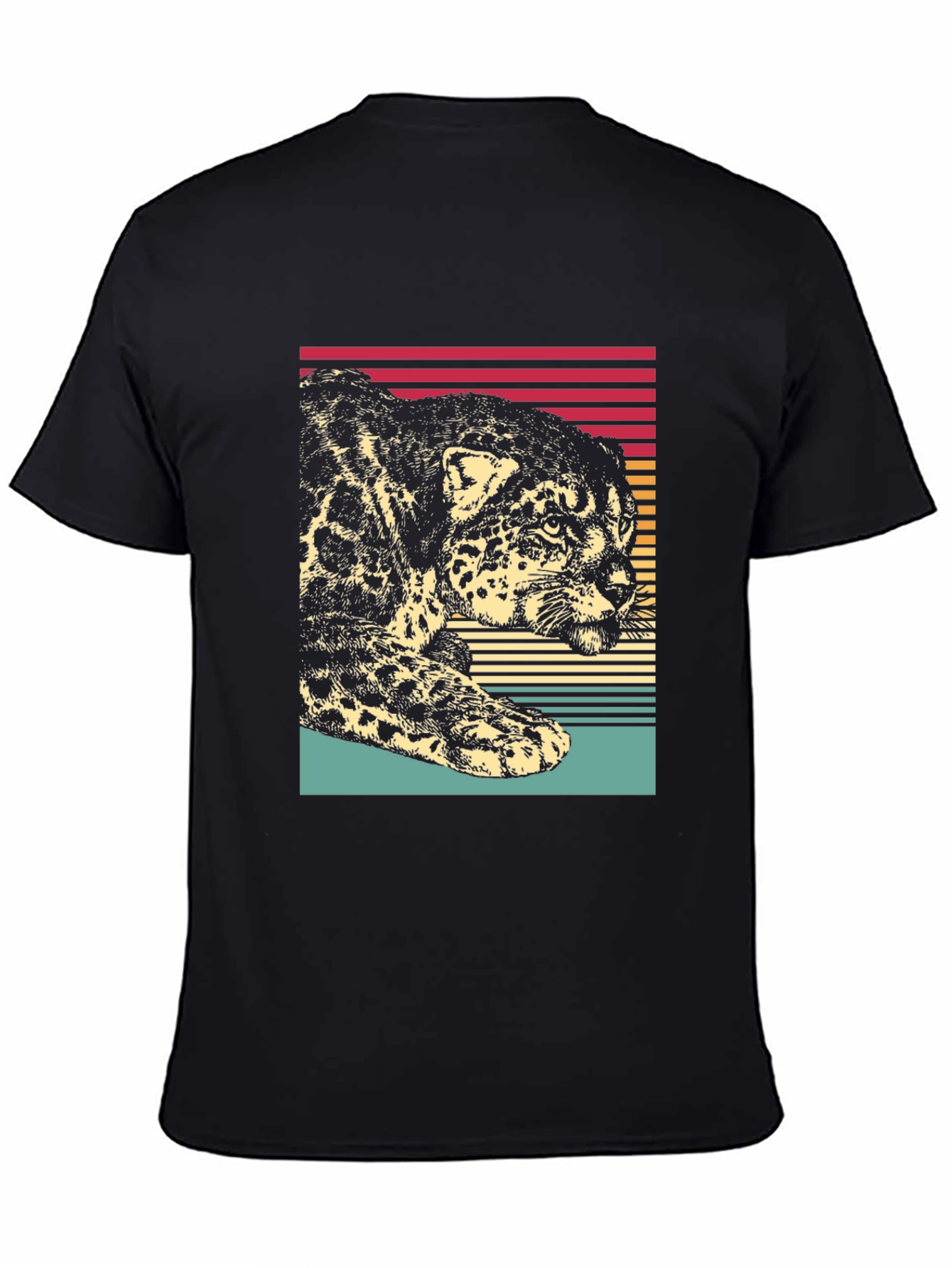 Camiseta Hombre Diseño Leopardo Retro