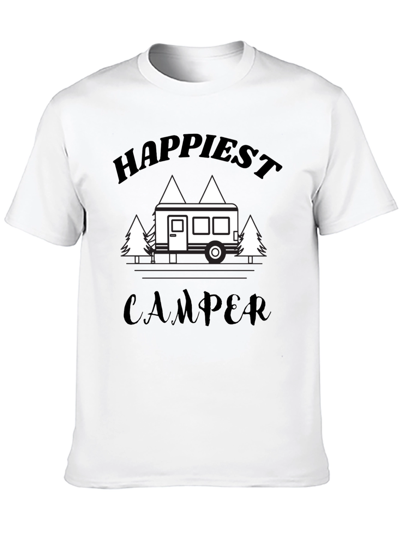 Camiseta Negra Happiest Camper para Aventureros
