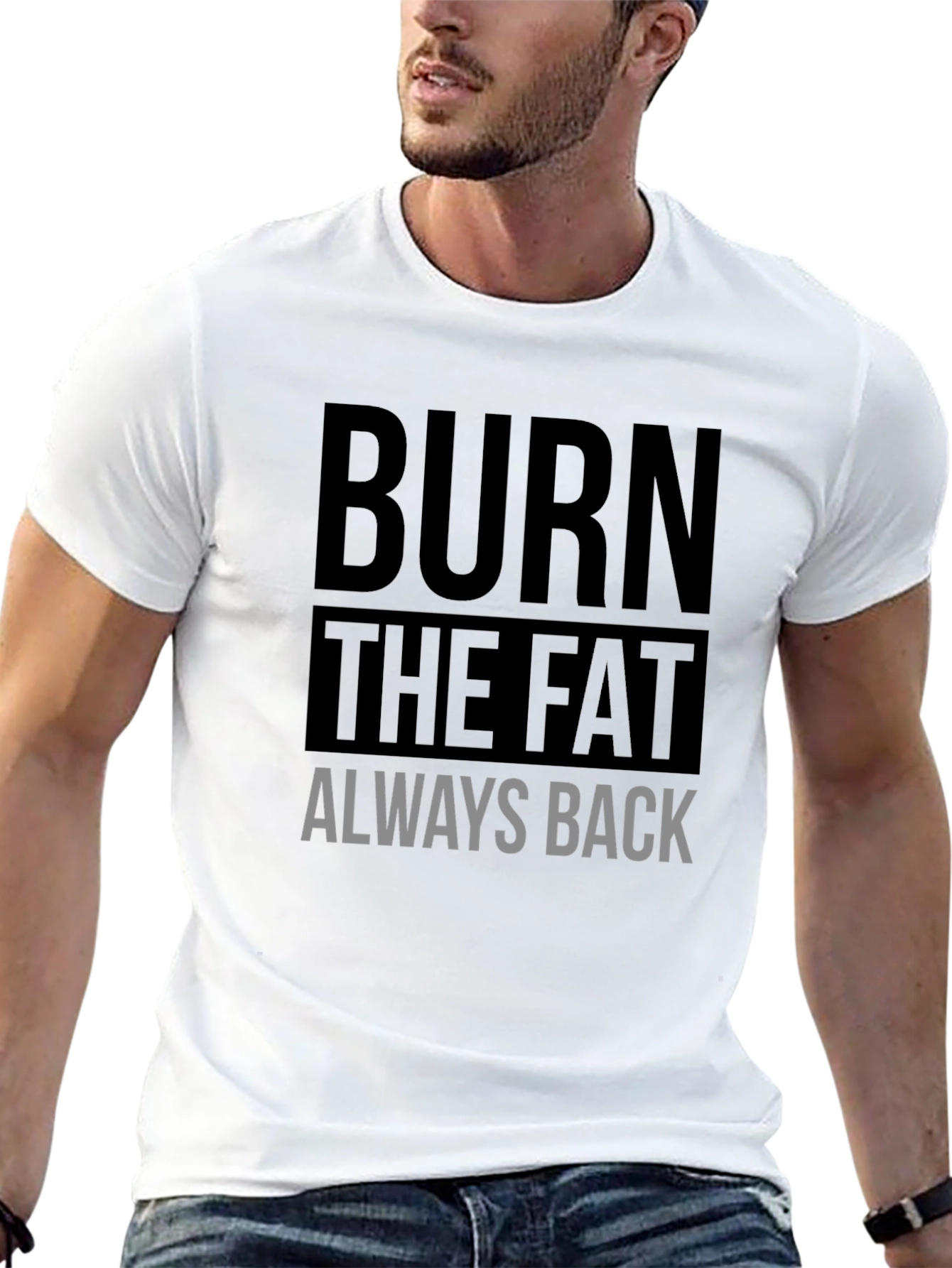 Camiseta Negra Deportiva Burn The Fat Always Back