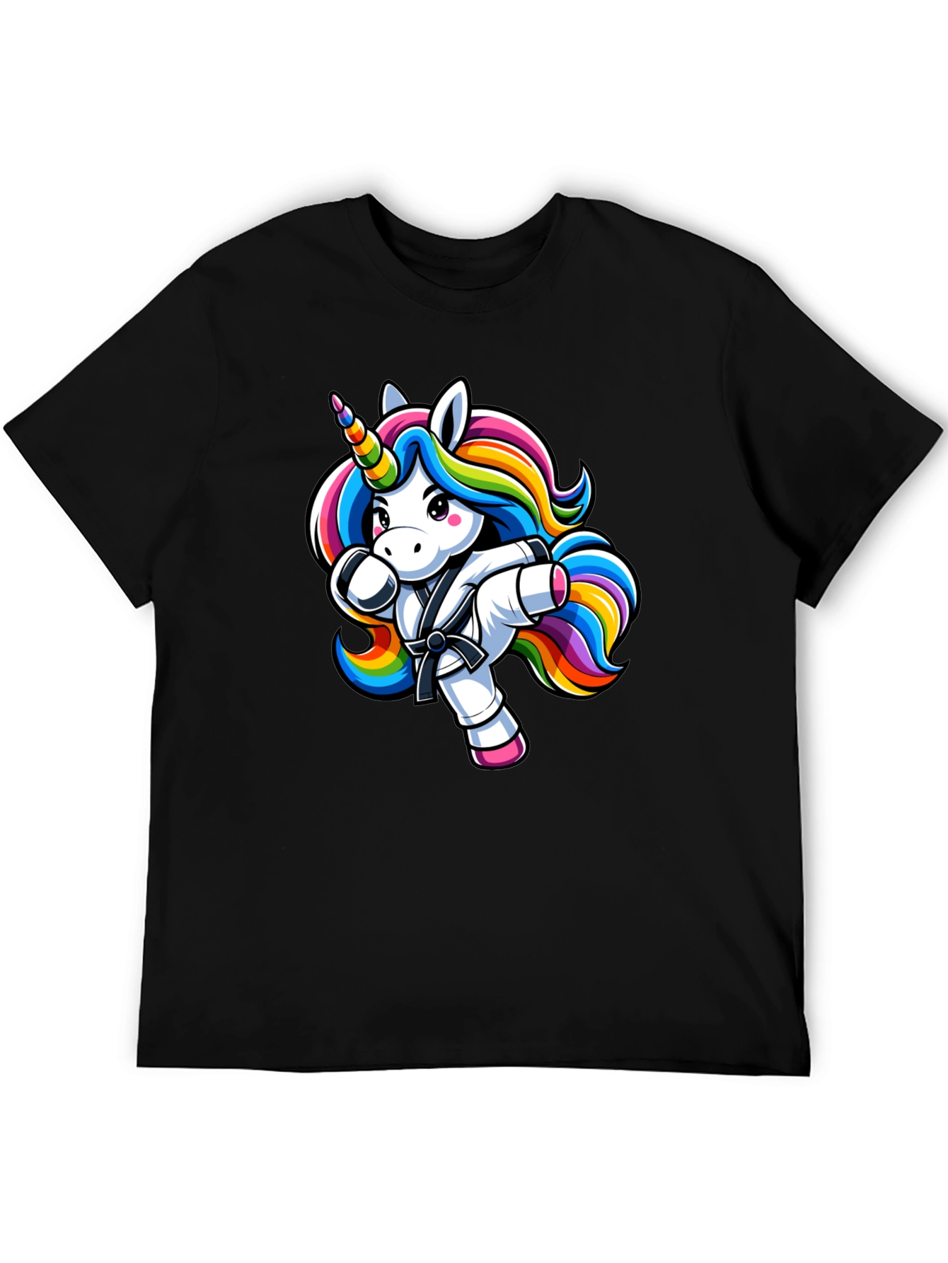 Camiseta Negra Unicornio Karate Kid Divertida
