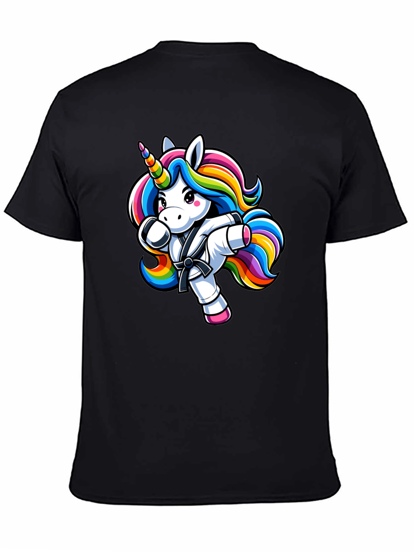 Camiseta Negra Unicornio Karate Kid Divertida