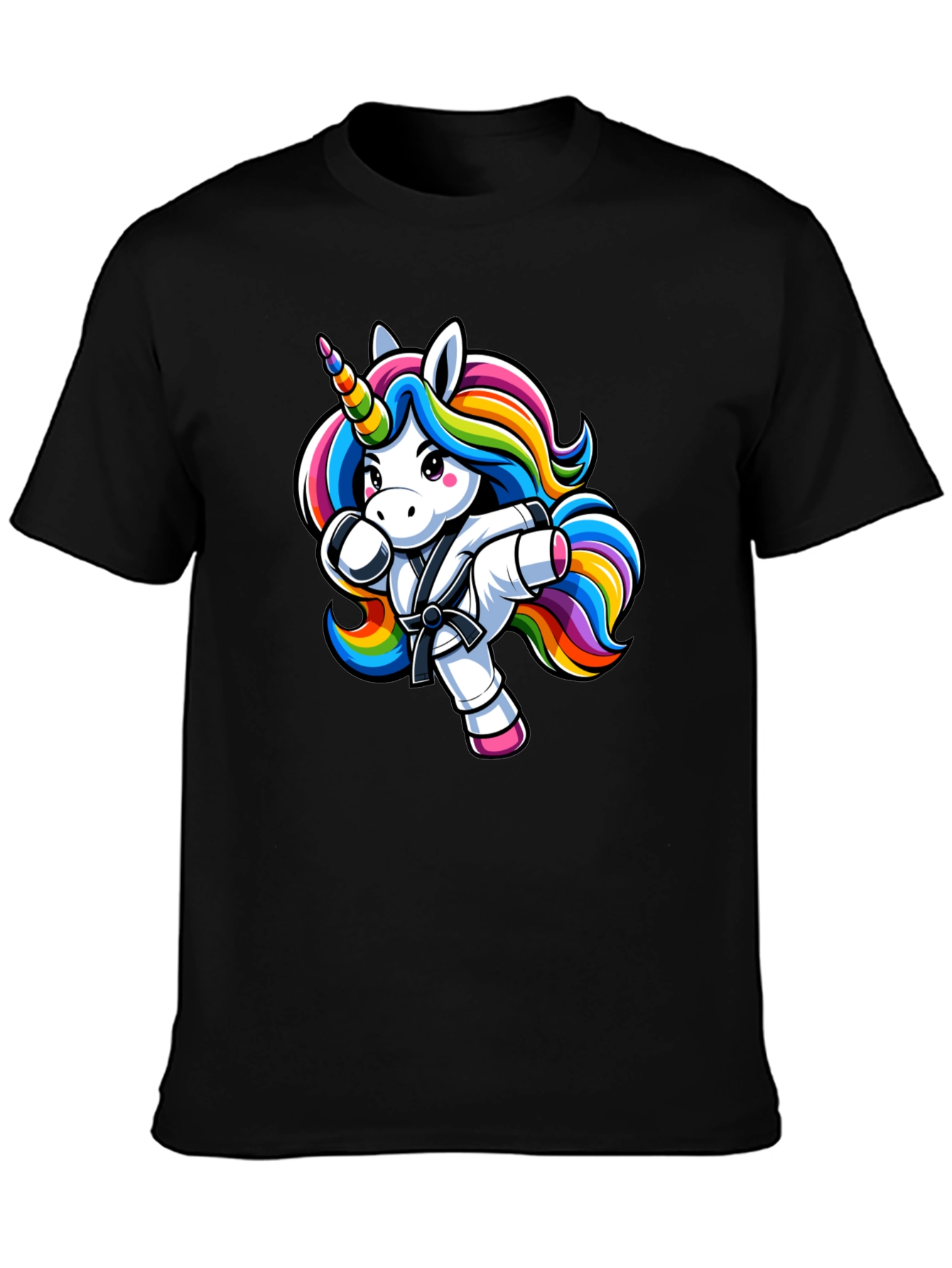 Camiseta Negra Unicornio Karate Kid Divertida