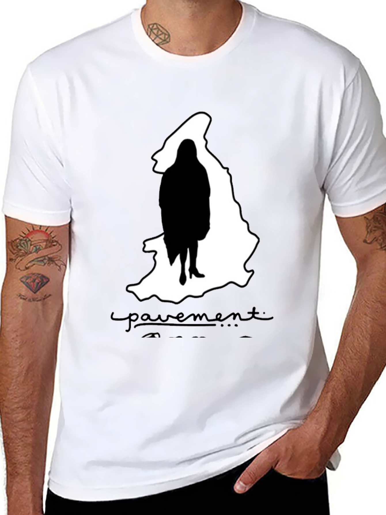Camiseta Negra Pavement Mujer Silueta Moda