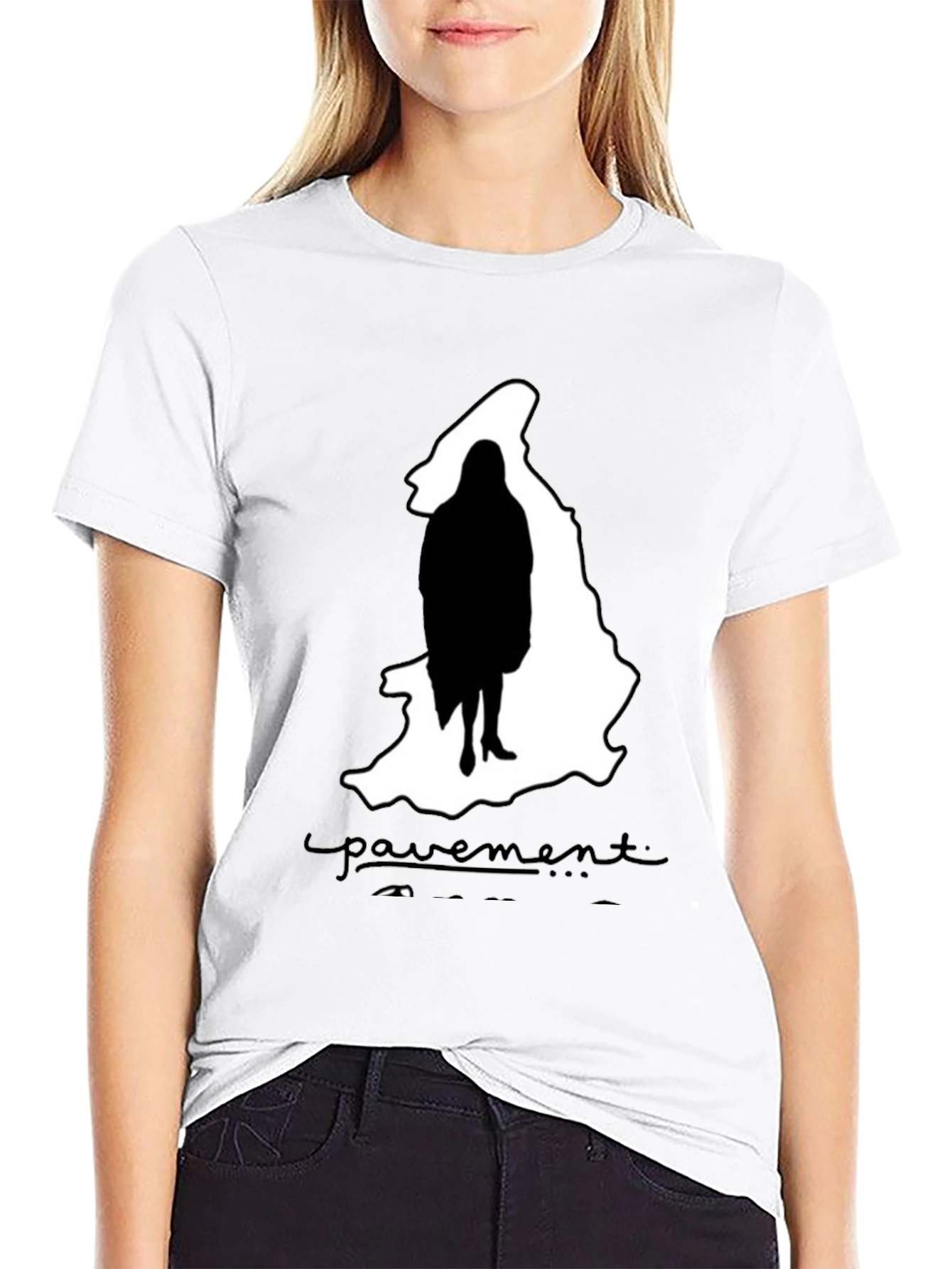 Camiseta Negra Pavement Mujer Silueta Moda