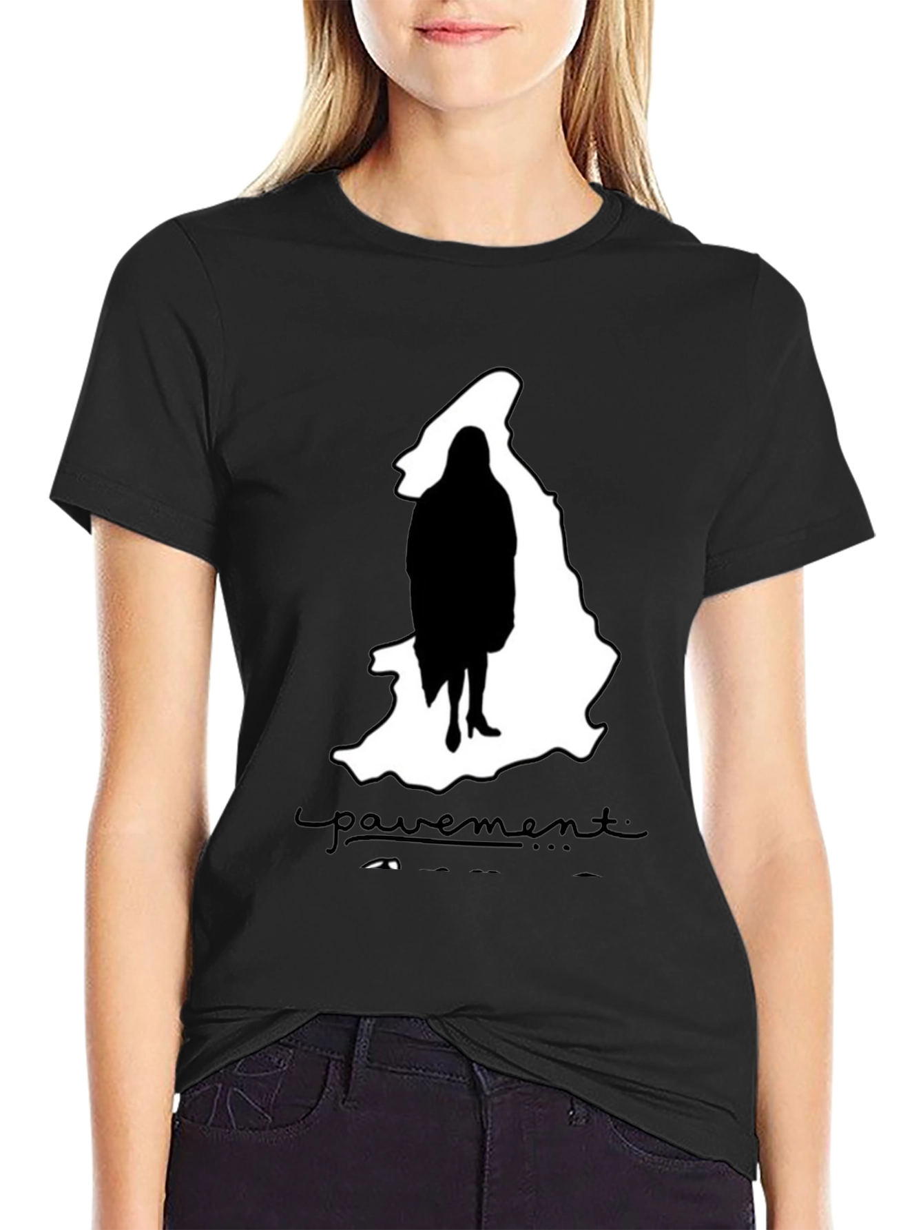 Camiseta Negra Pavement Mujer Silueta Moda