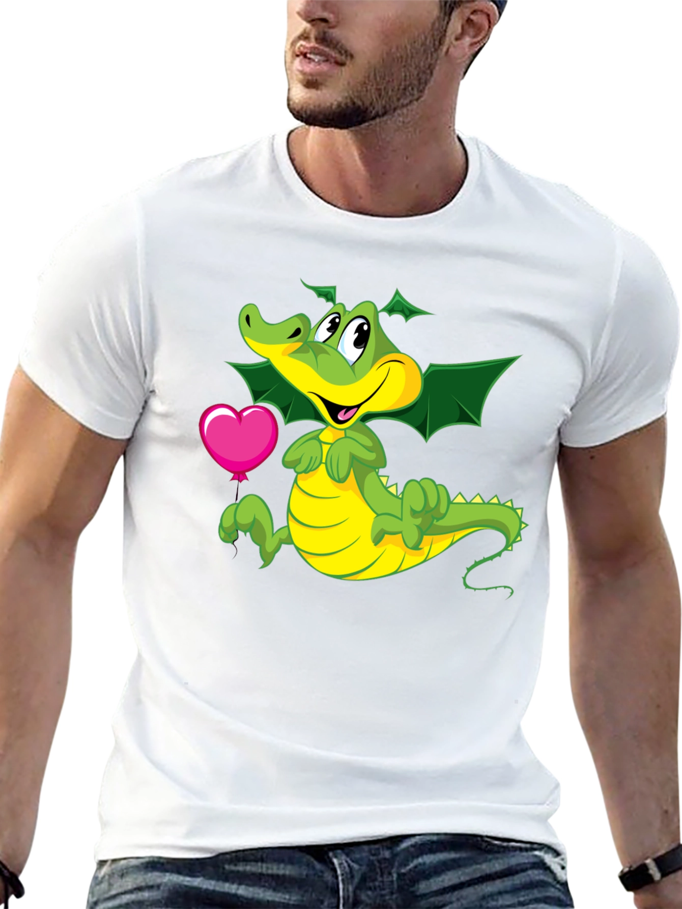 Camiseta Negra con Dragón y Corazón