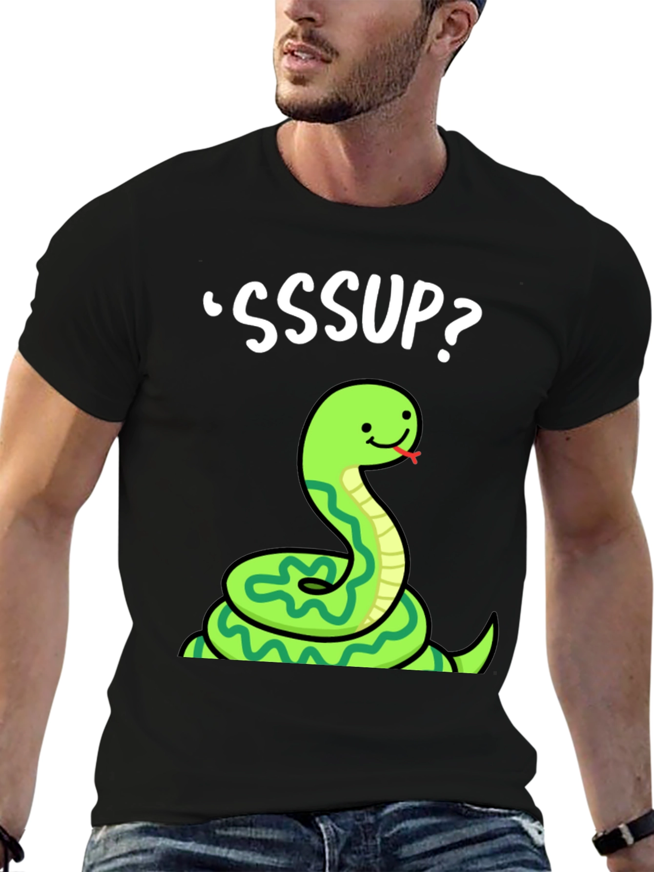 Camiseta Negra SSSup? con Serpiente Animada