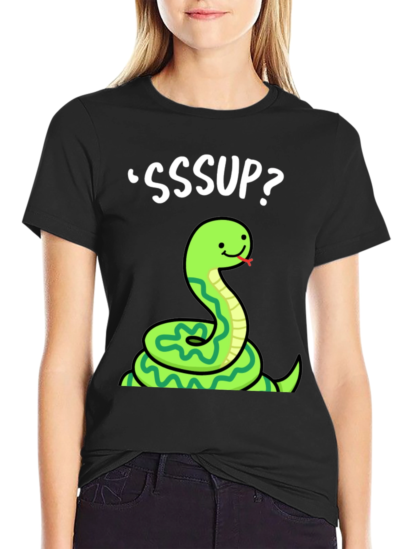 Camiseta Negra SSSup? con Serpiente Animada