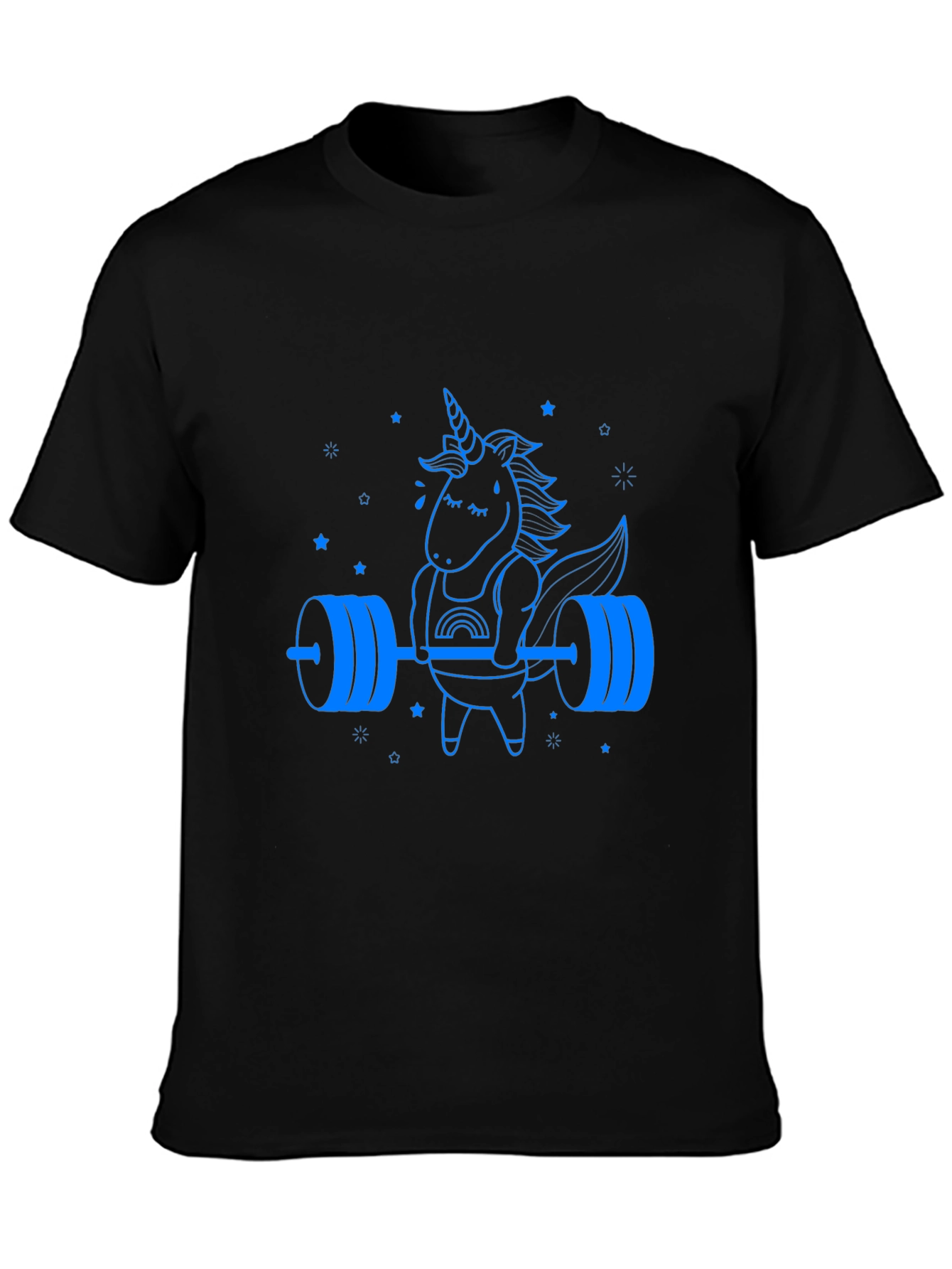 Camiseta Negra Unicornio Levantamiento de Pesas