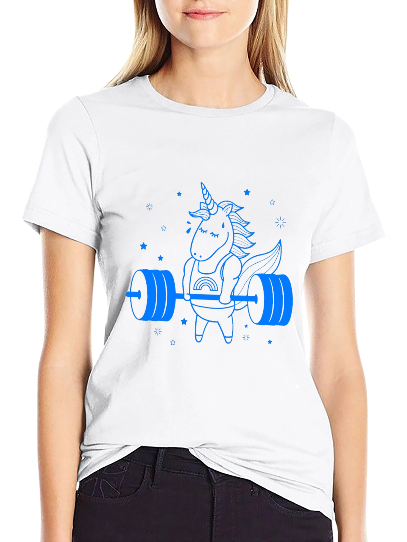 Camiseta Negra Unicornio Levantamiento de Pesas