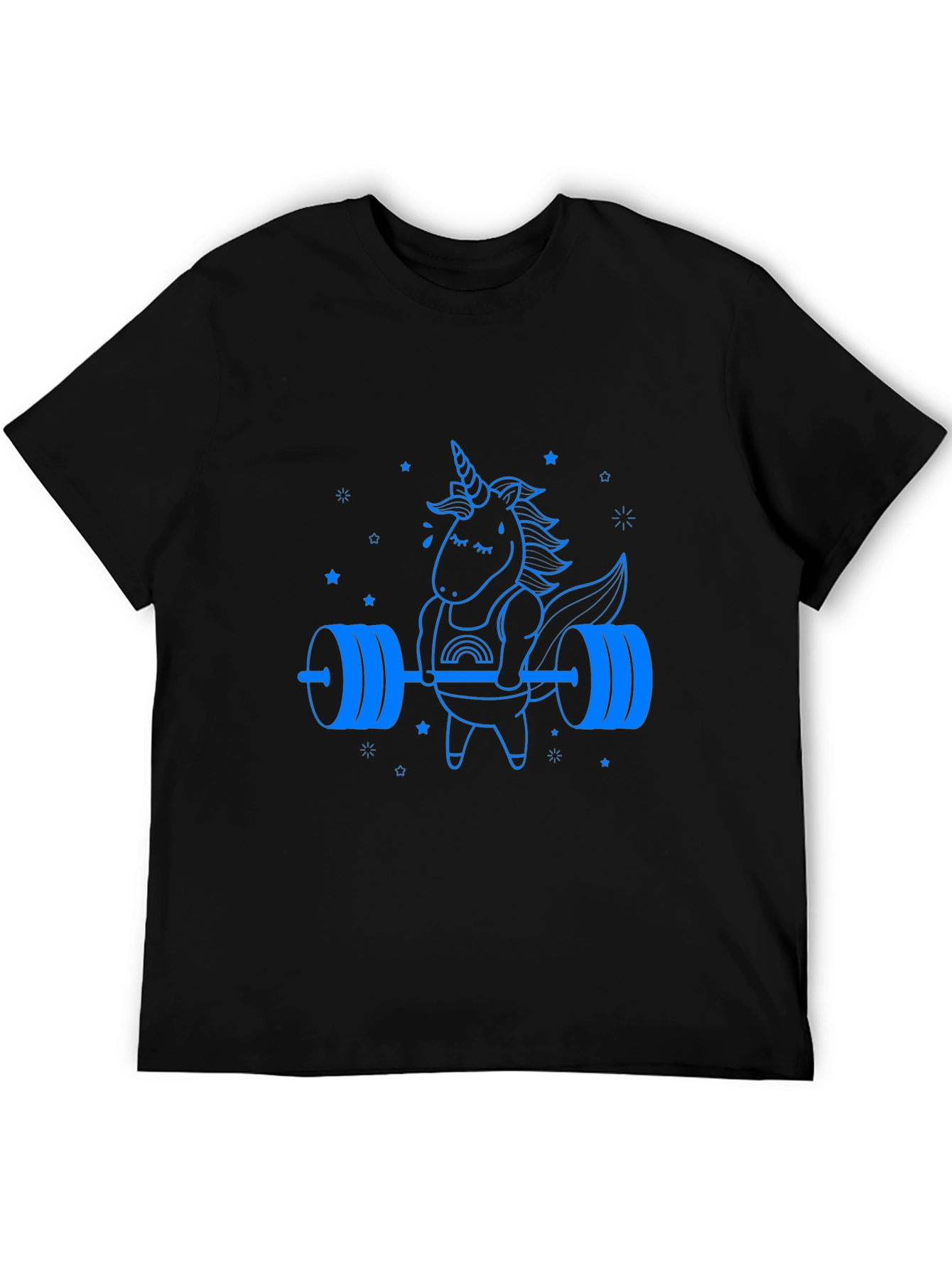 Camiseta Negra Unicornio Levantamiento de Pesas