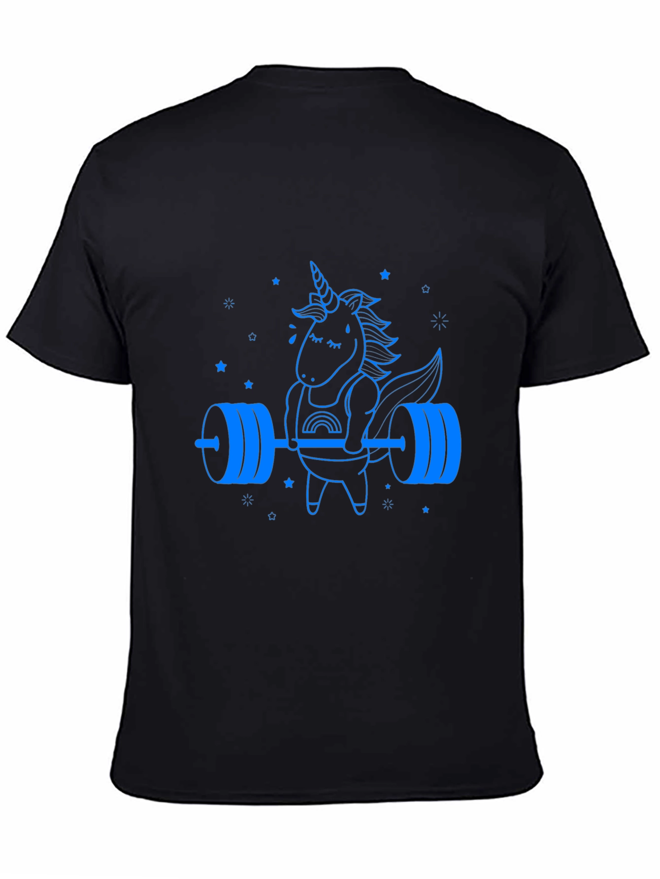 Camiseta Negra Unicornio Levantamiento de Pesas
