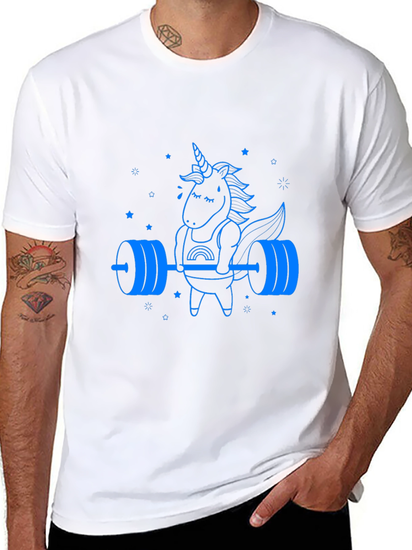 Camiseta Negra Unicornio Levantamiento de Pesas