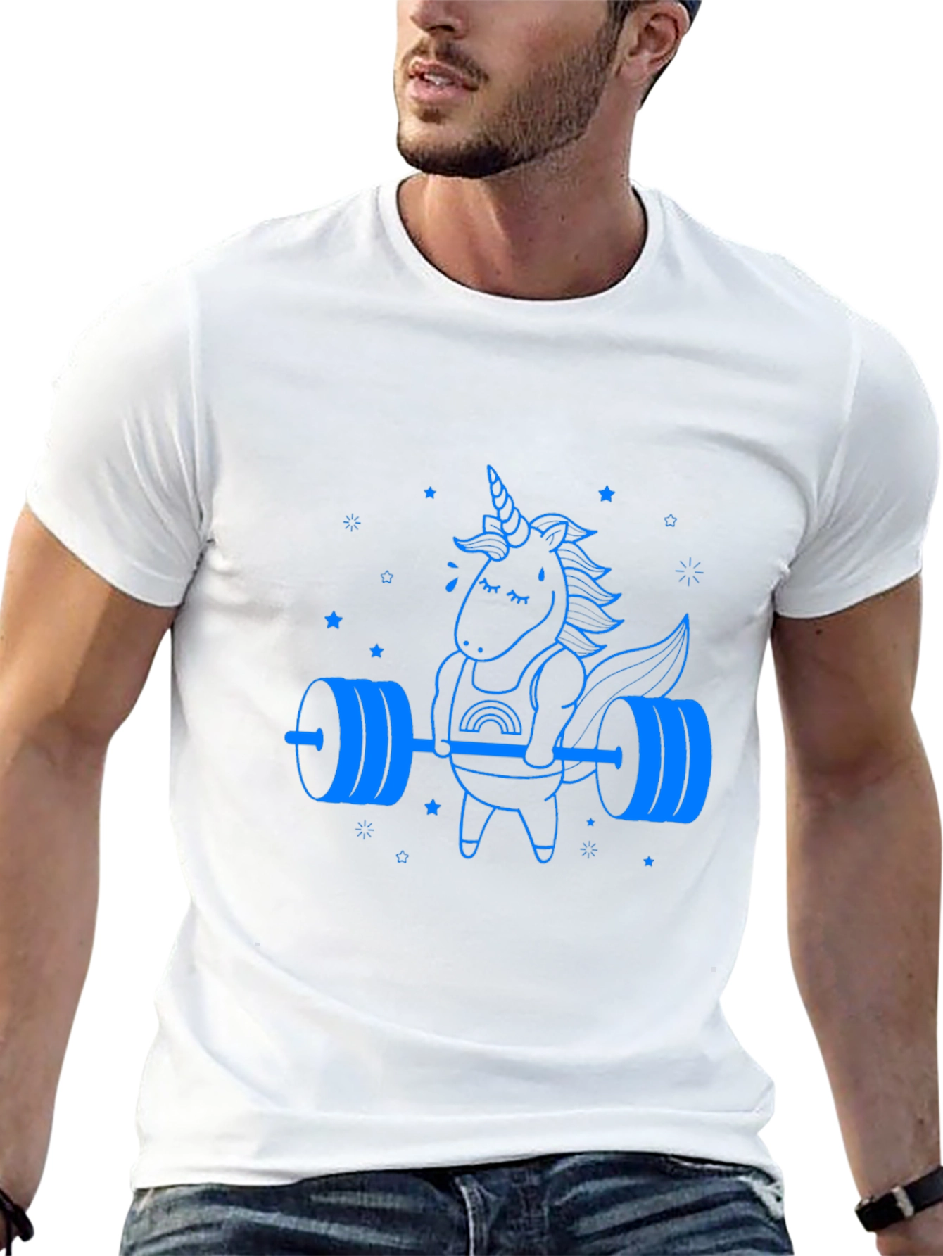 Camiseta Negra Unicornio Levantamiento de Pesas