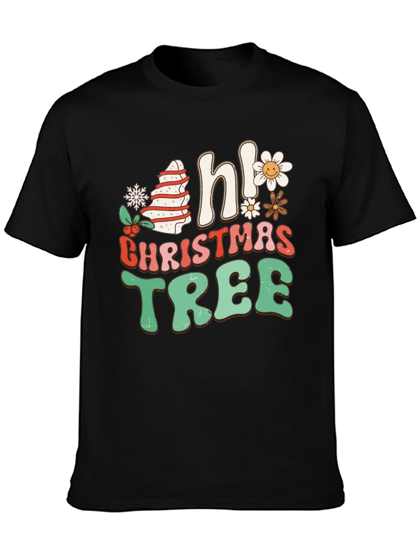 Camiseta Navideña Hi Christmas Tree Retro