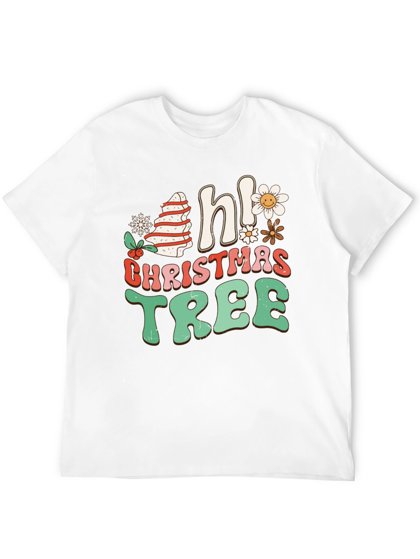 Camiseta Navideña Hi Christmas Tree Retro