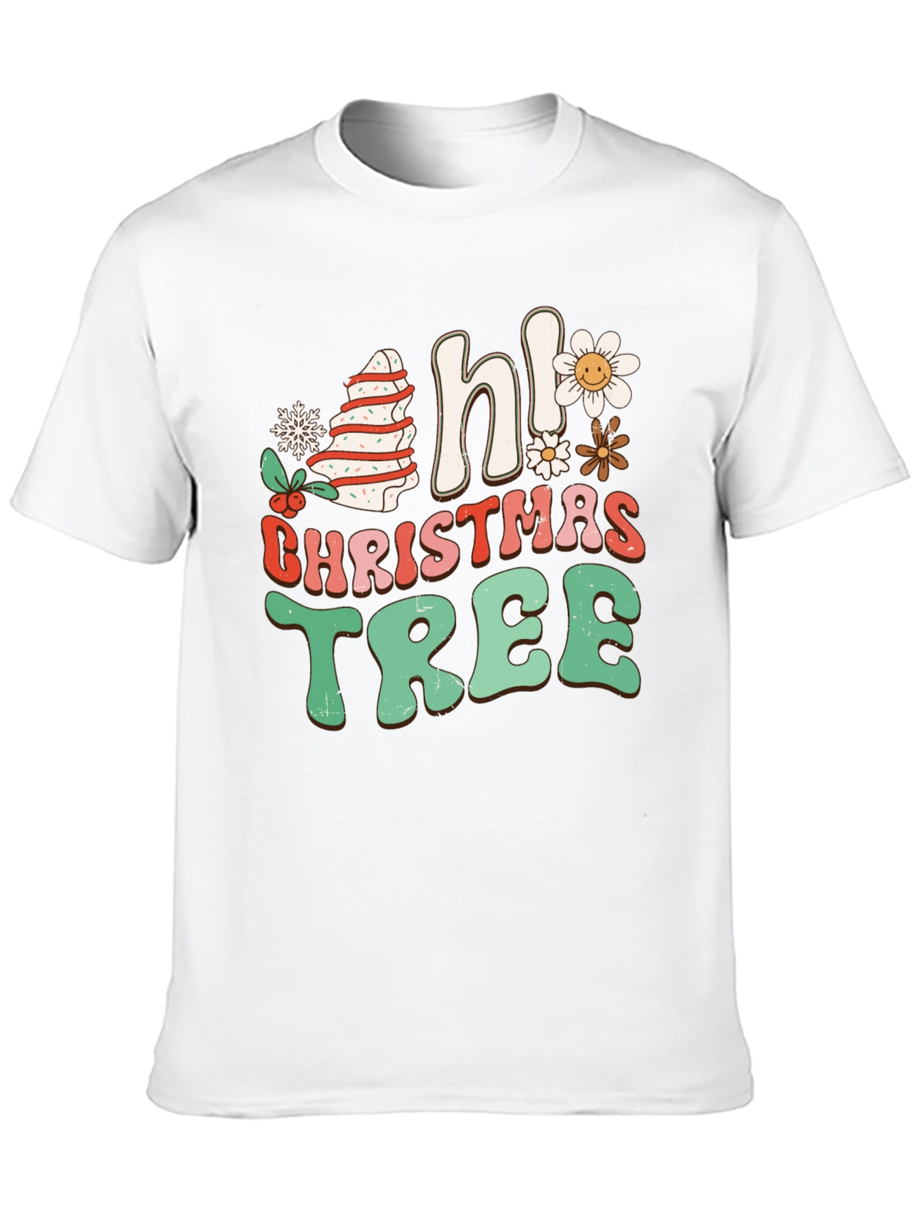 Camiseta Navideña Hi Christmas Tree Retro