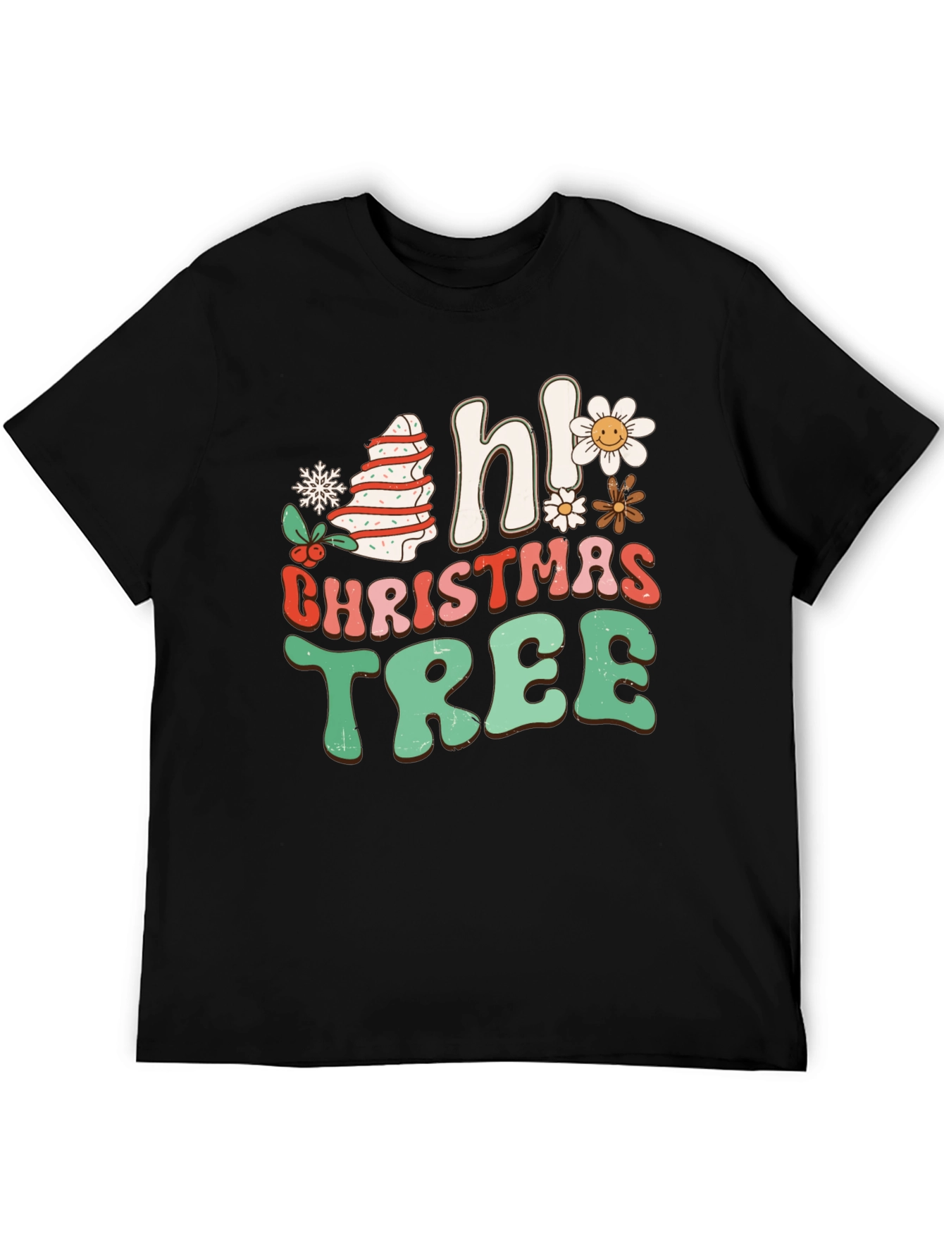 Camiseta Navideña Hi Christmas Tree Retro