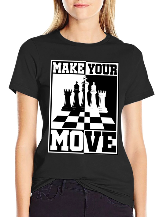Camiseta Ajedrez Haz Tu Movimiento Negro Algodón