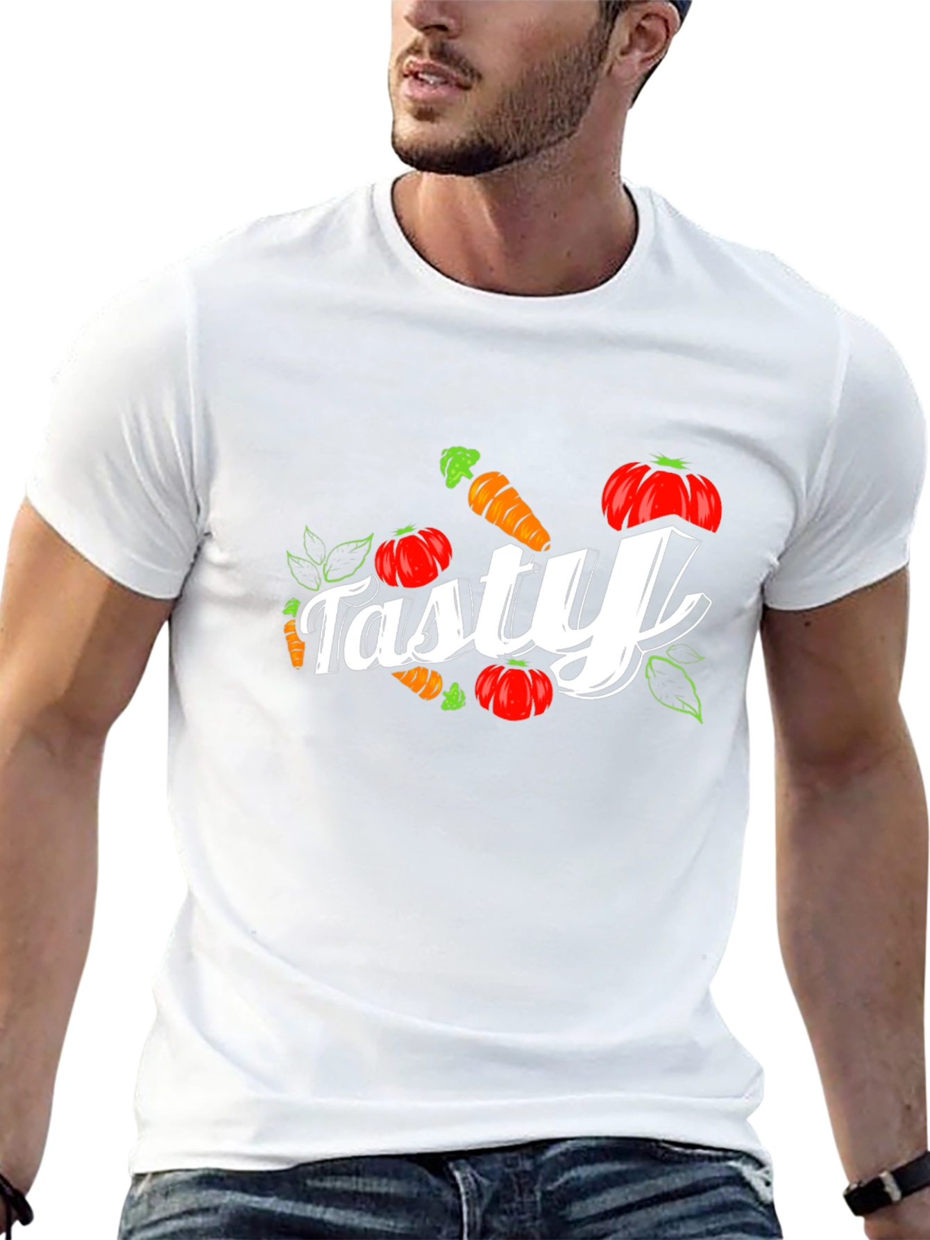 Camiseta Negra Tasty con Zanahorias y Calabazas
