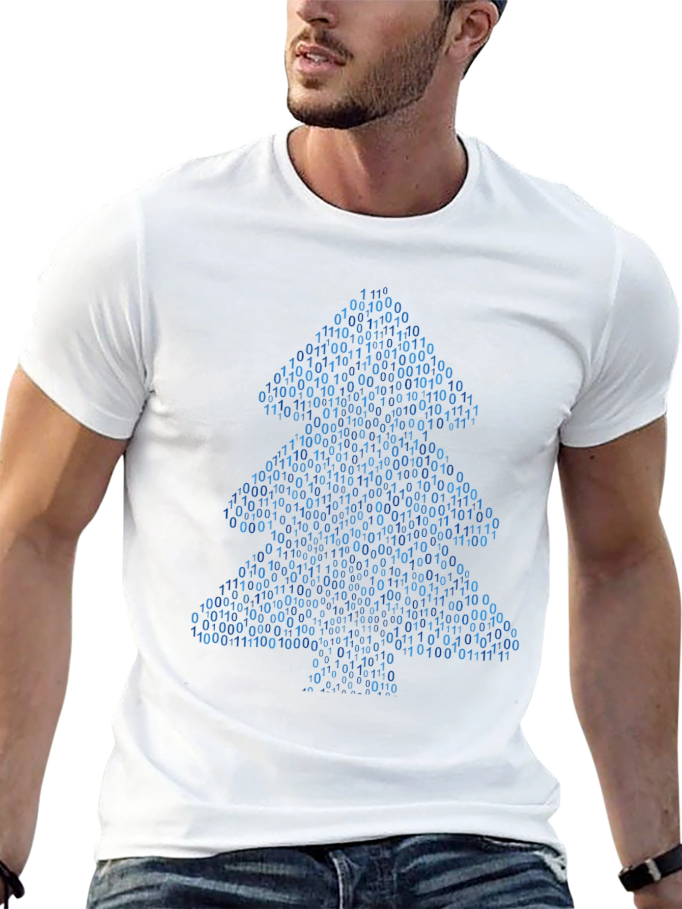 Camiseta Hombre Árbol Binario Navideño