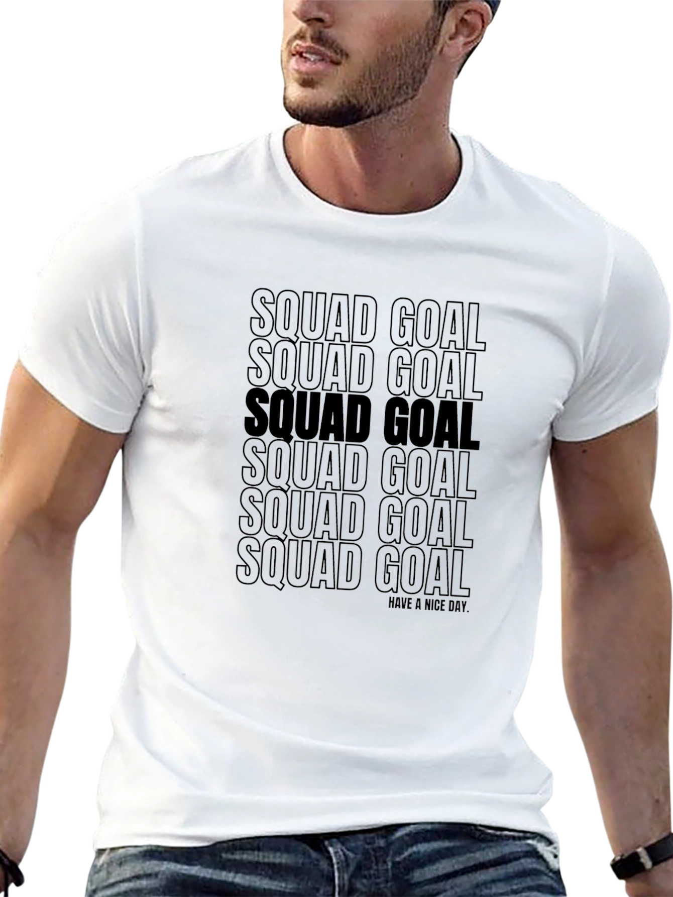 Camiseta Negra Squad Goal - Diseño Moderno