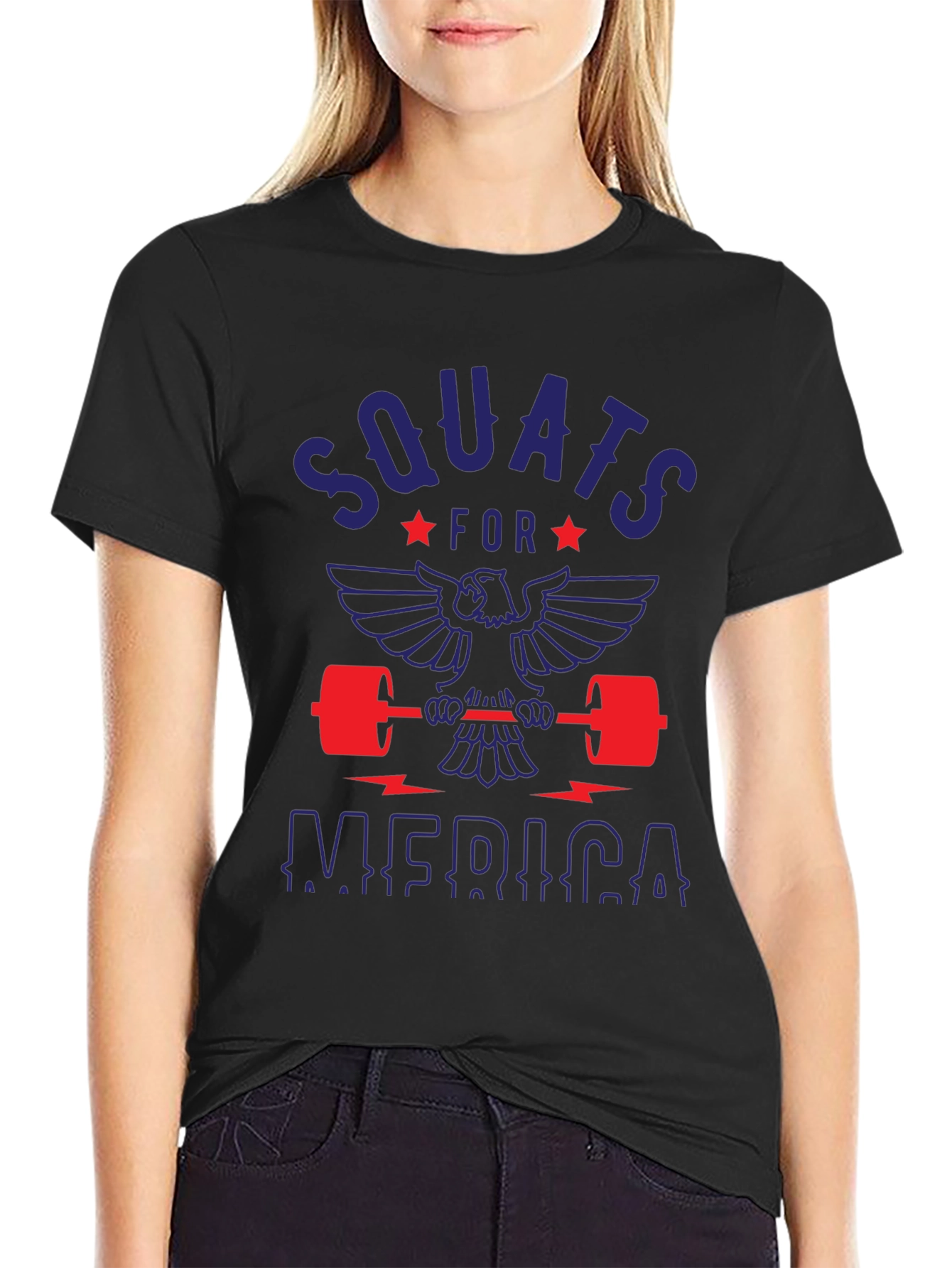 Camiseta Hombre: Squats for America - Negra