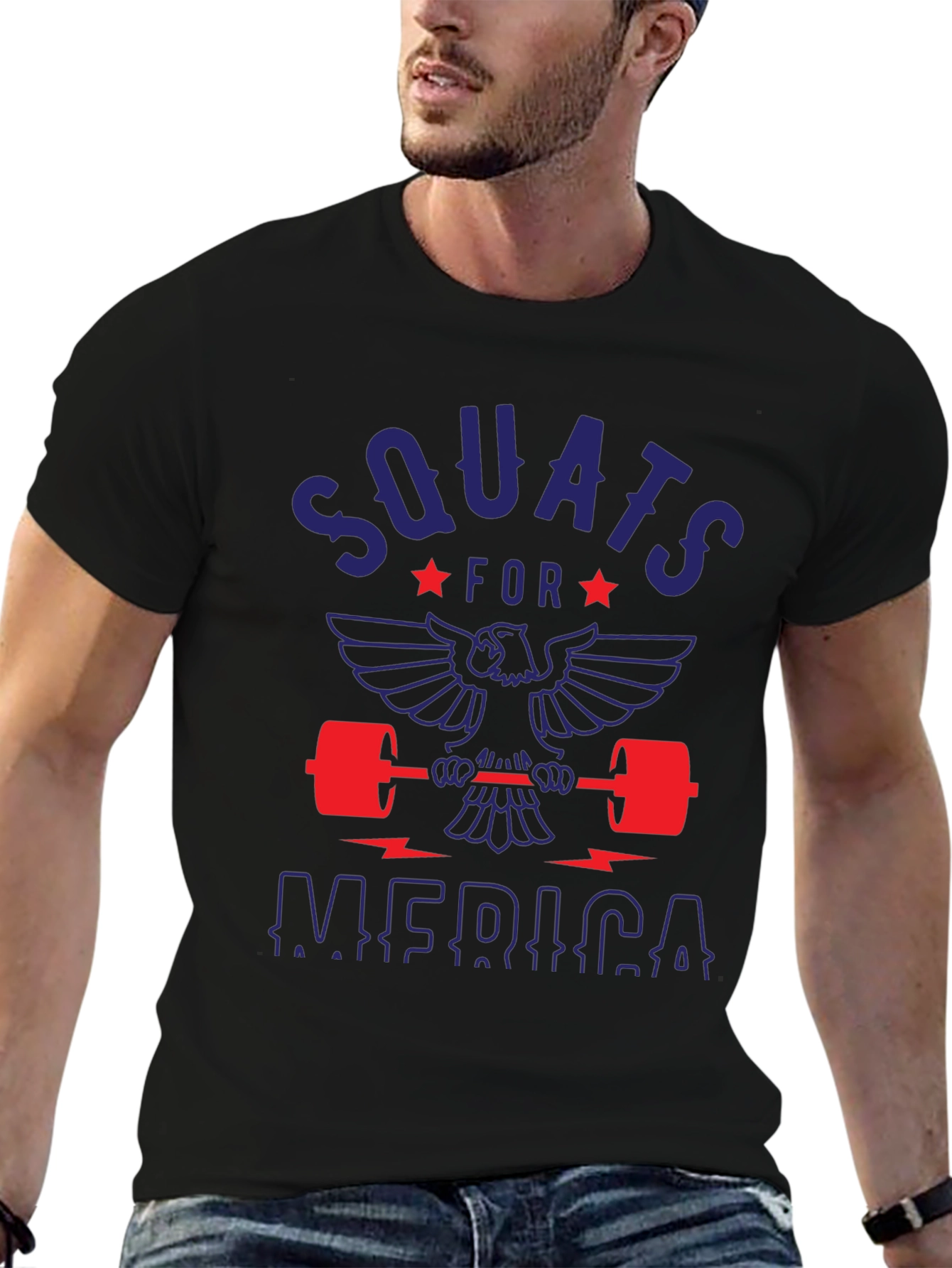 Camiseta Hombre: Squats for America - Negra