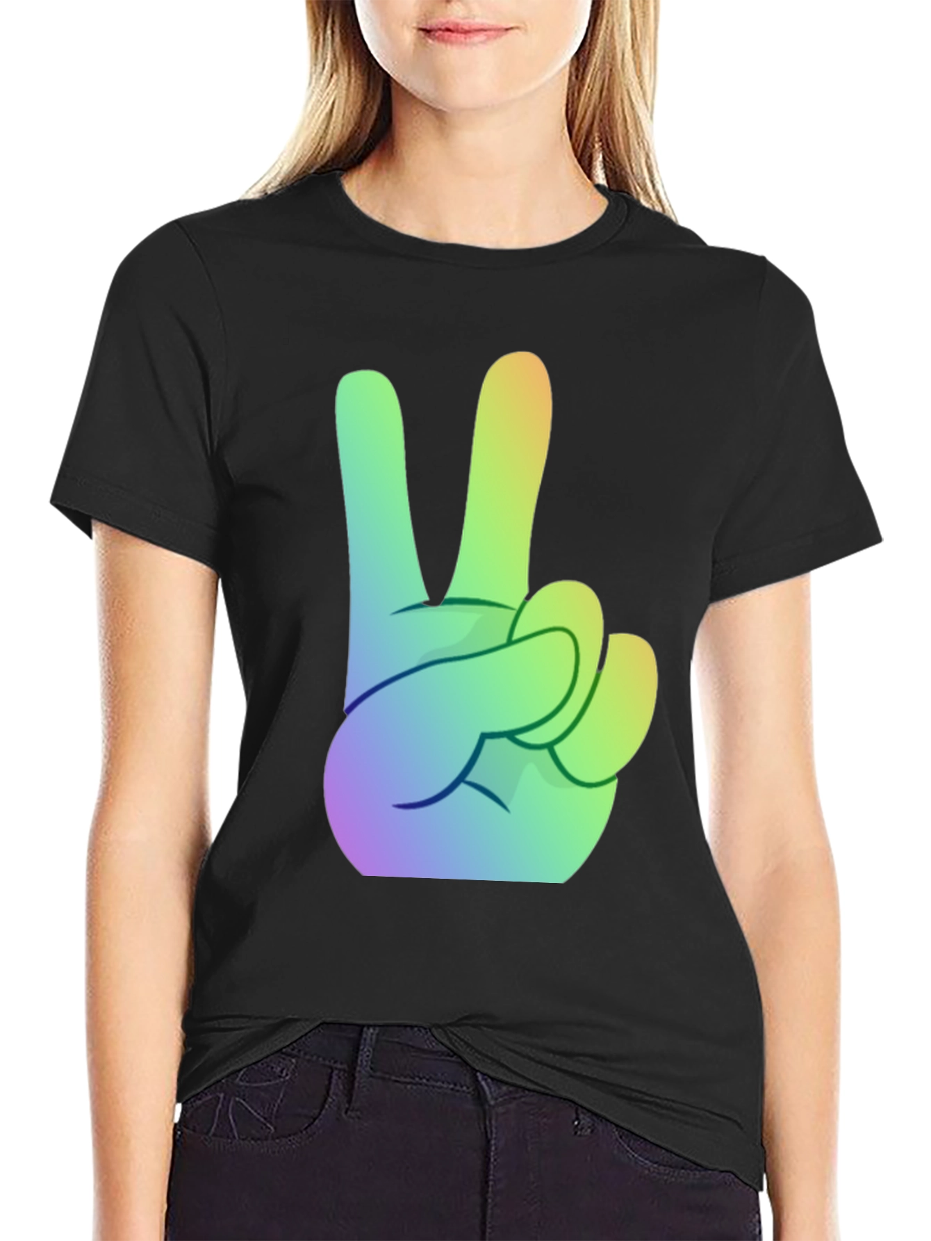 Camiseta Negra Peace & Love Hombre