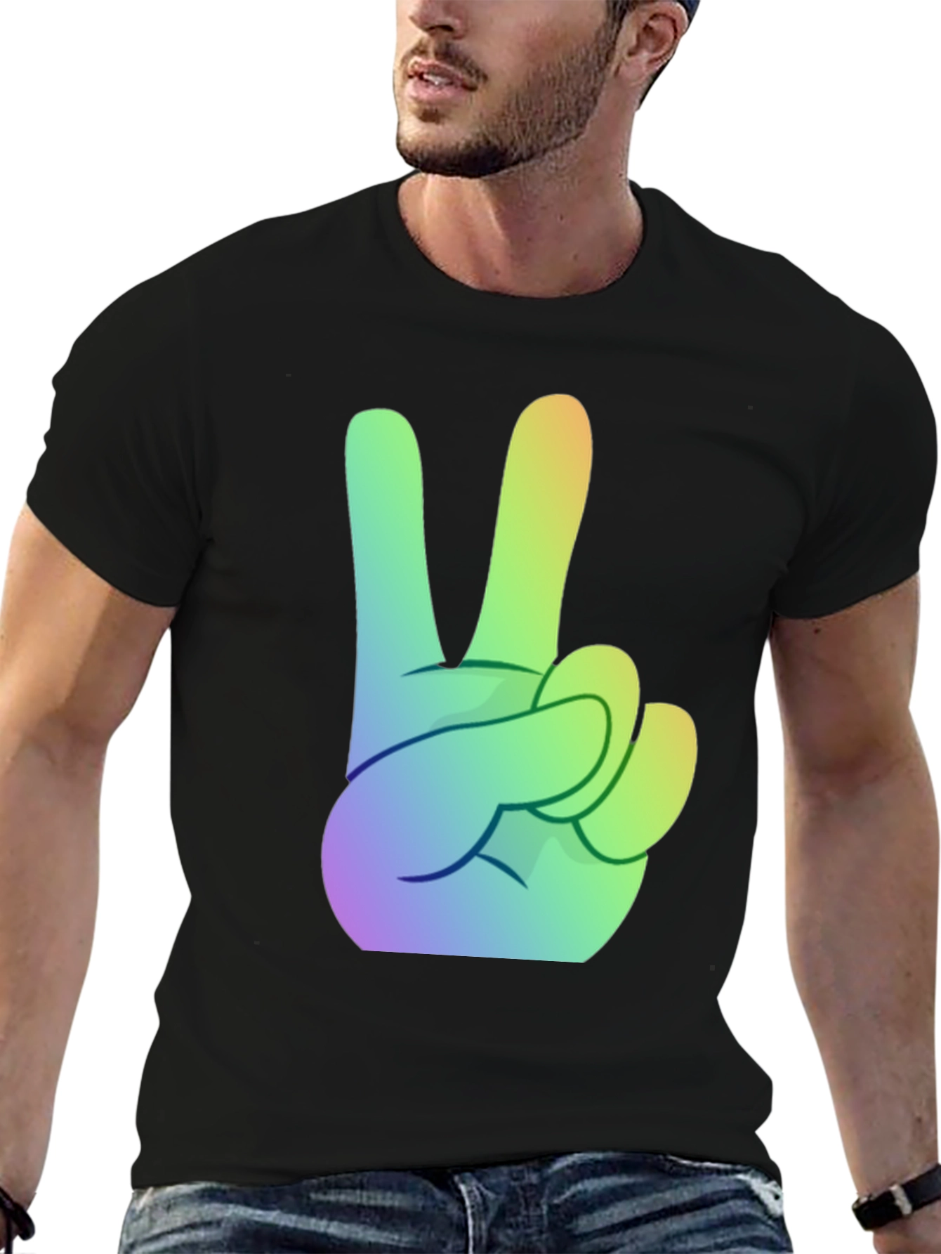 Camiseta Negra Peace & Love Hombre