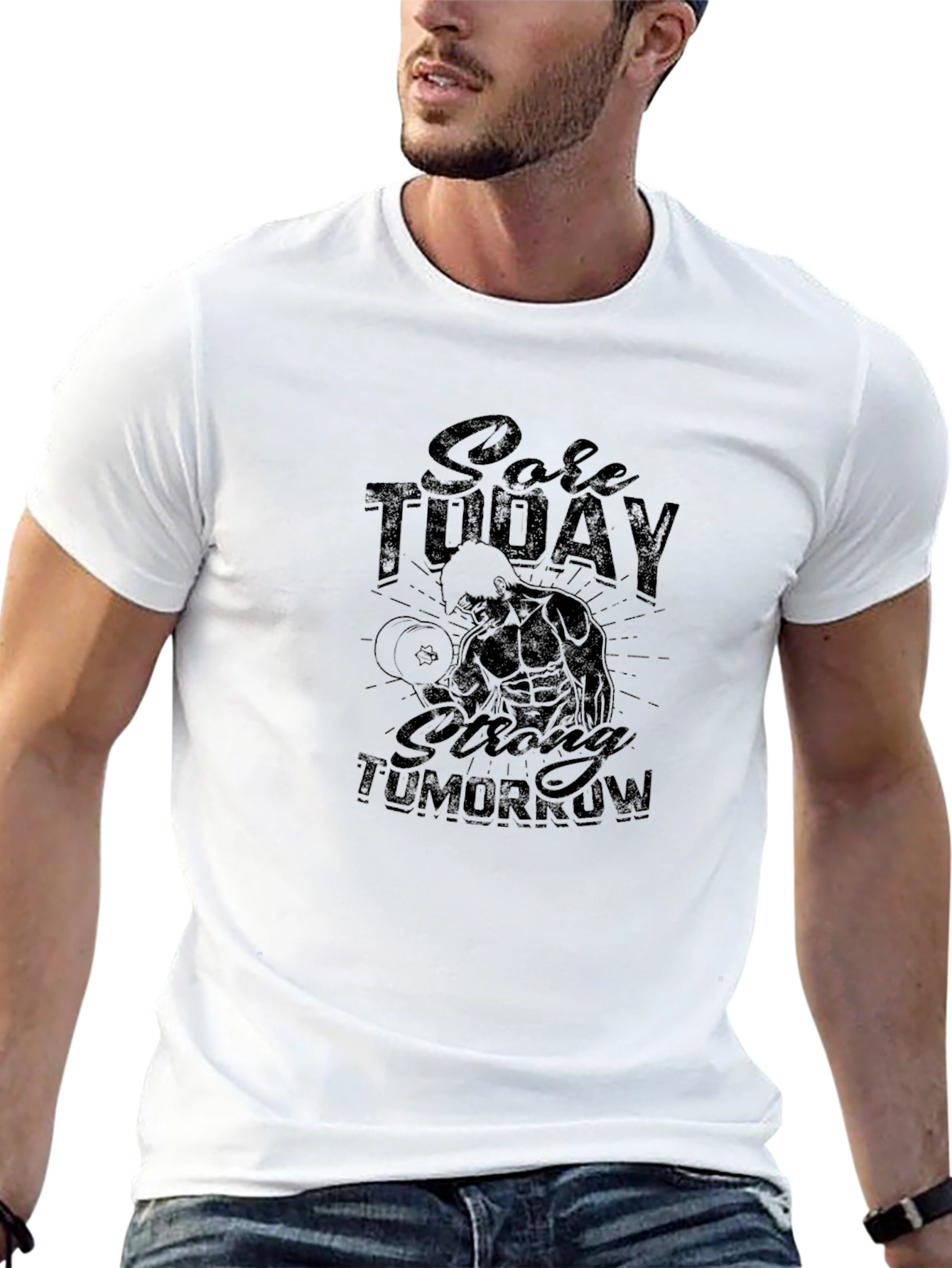 Camiseta Negra Sore Today Strong Tomorrow Fitness