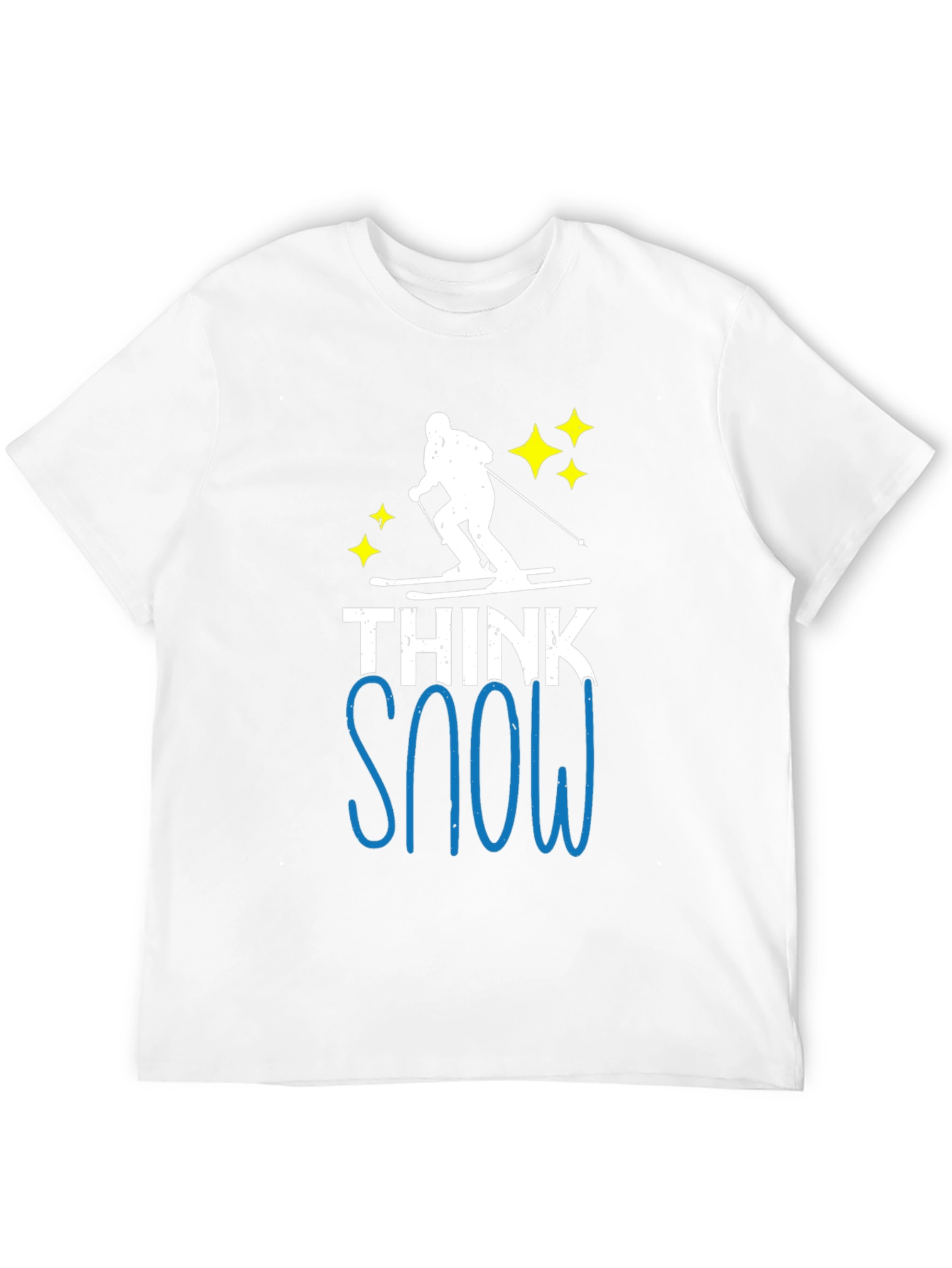 Camiseta Negra Think Snow para Amantes del Esquí