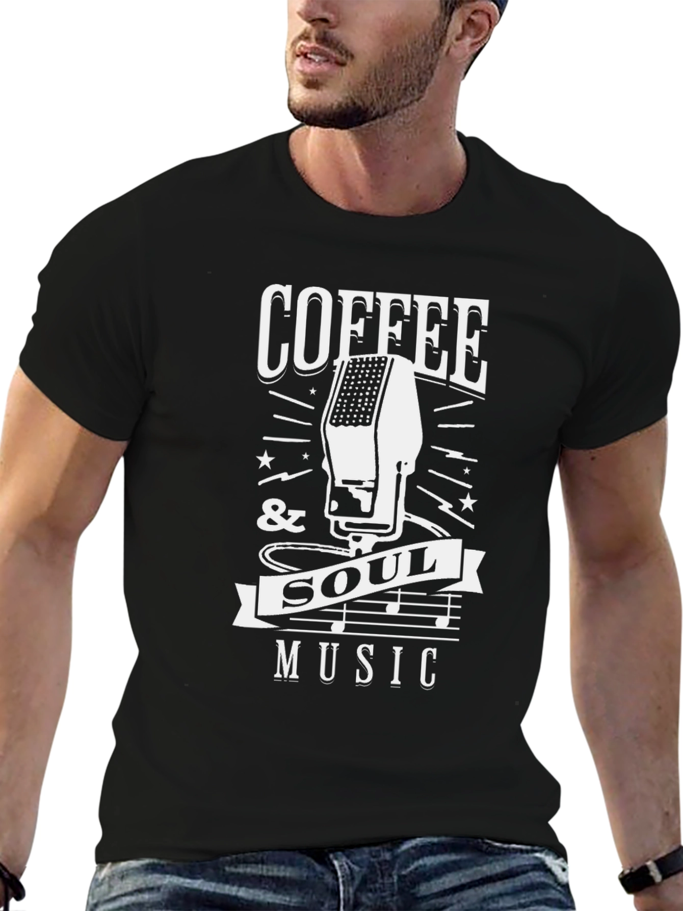 Camiseta Negra: Café y Música Soul