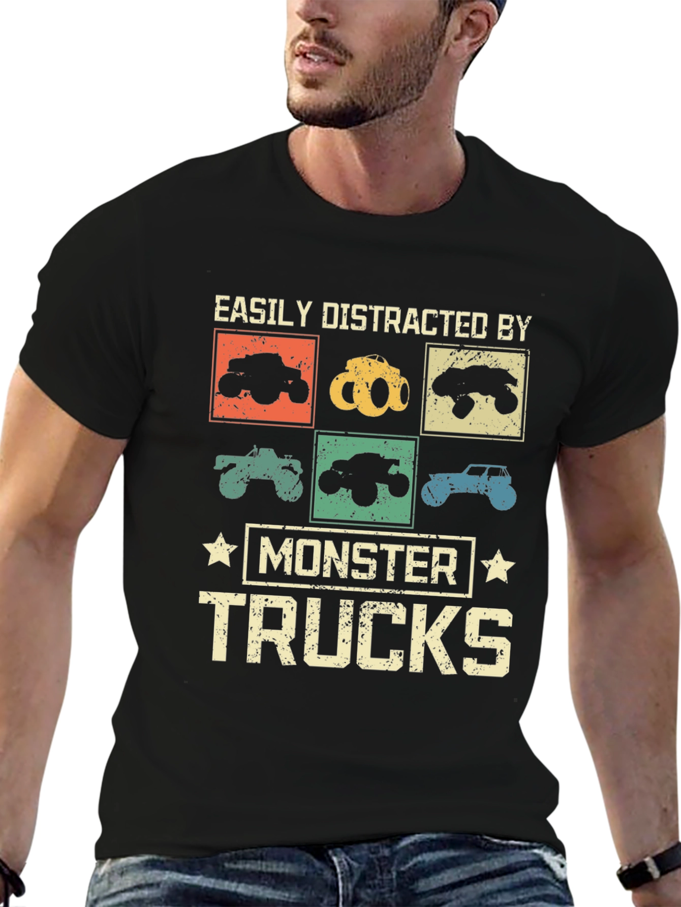 Camiseta Monster Trucks Distraído Fácilmente