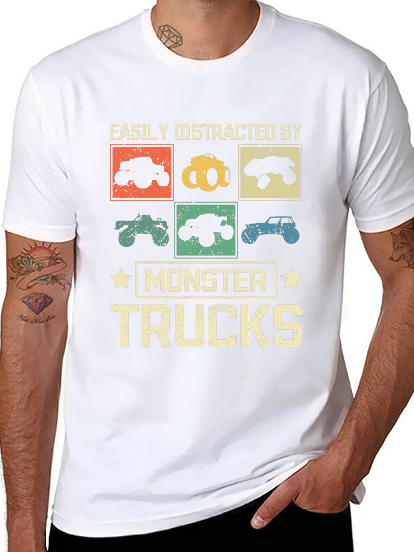 Camiseta Monster Trucks Distraído Fácilmente
