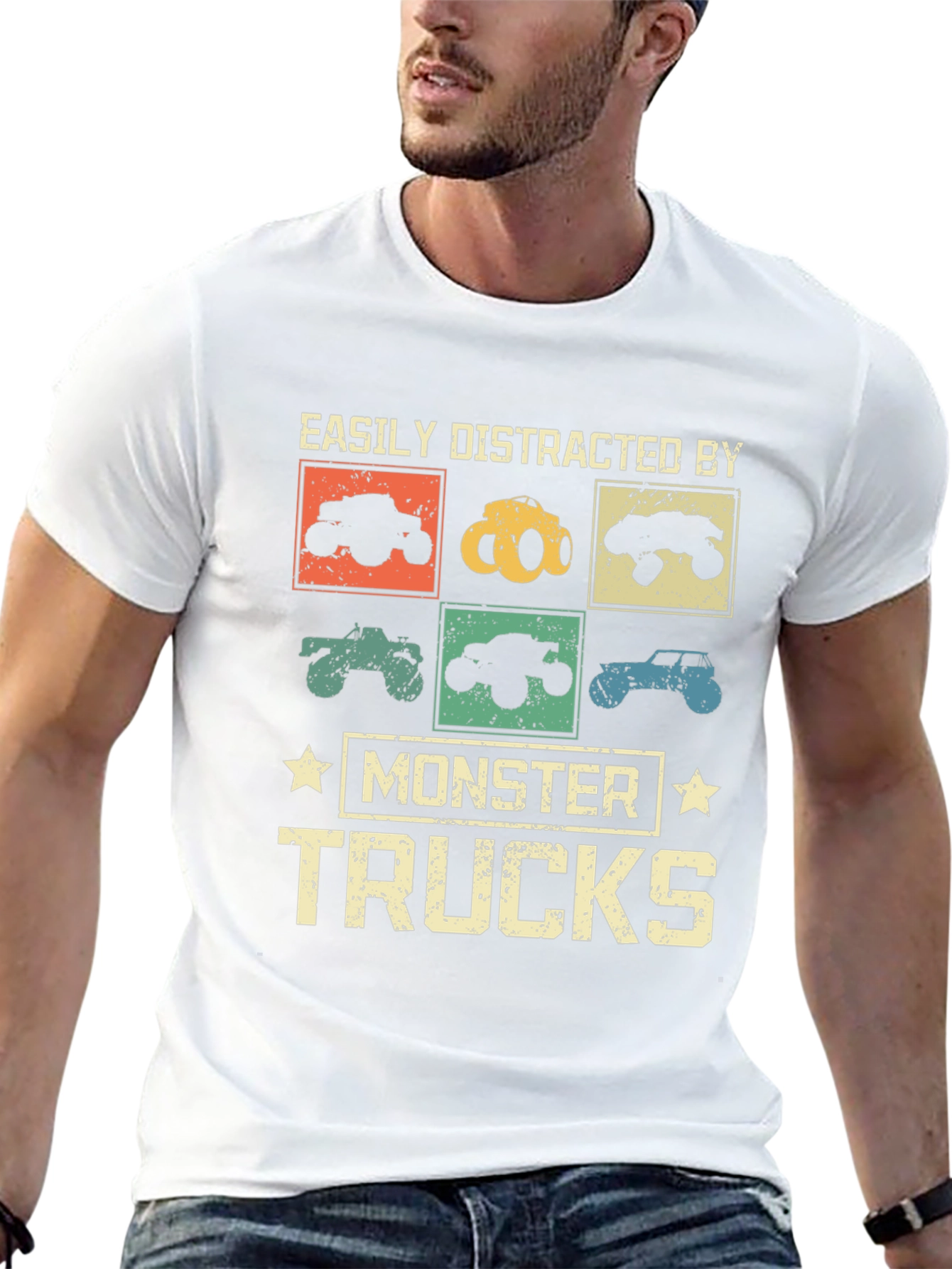 Camiseta Monster Trucks Distraído Fácilmente