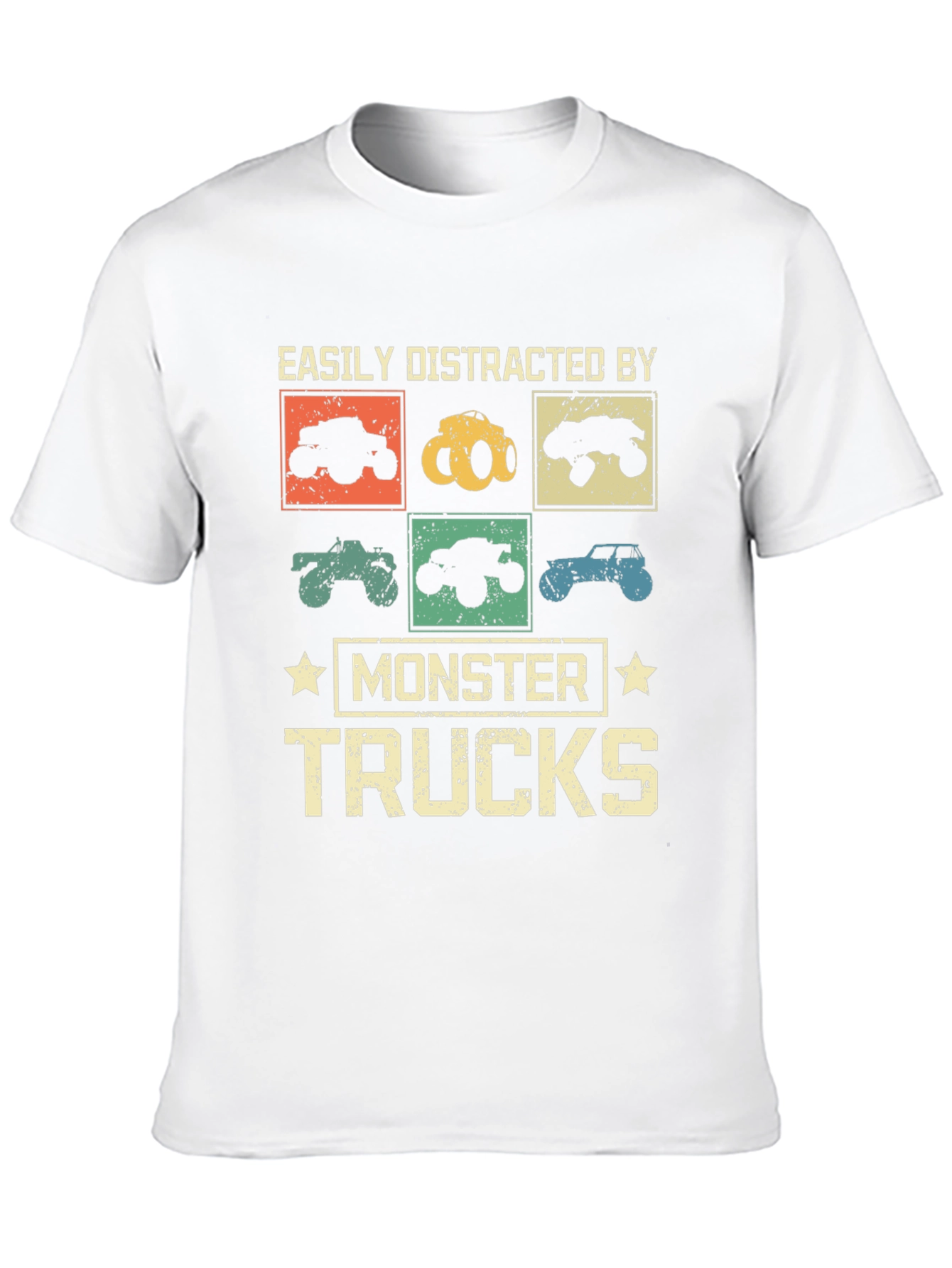 Camiseta Monster Trucks Distraído Fácilmente