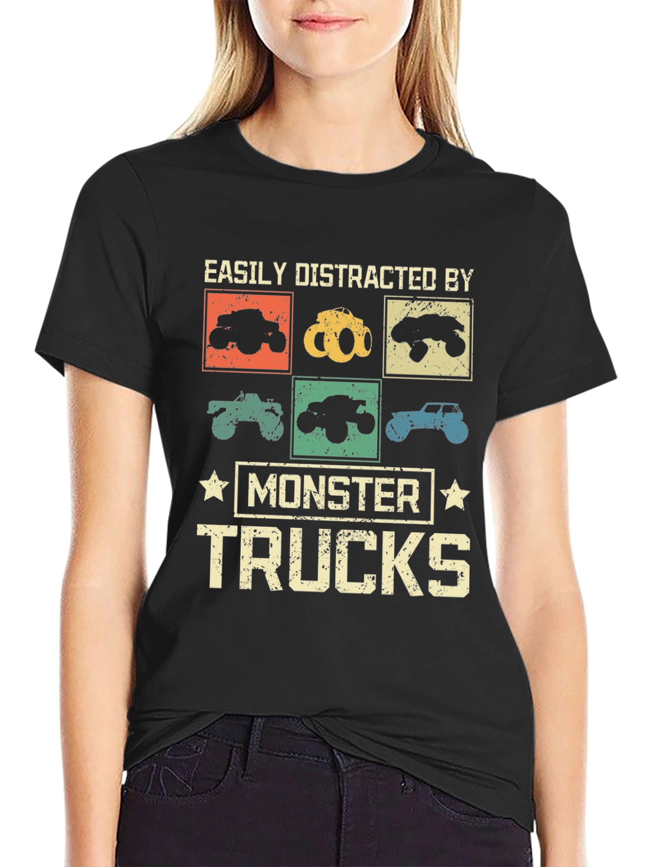 Camiseta Monster Trucks Distraído Fácilmente