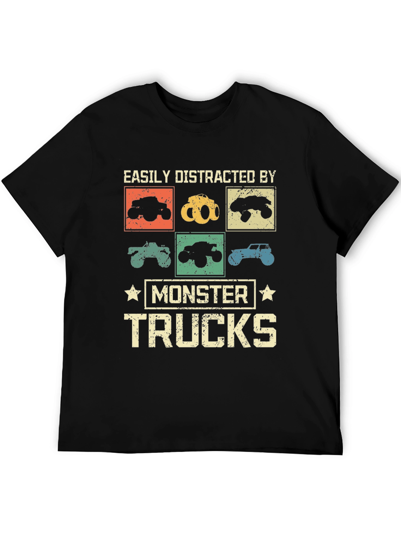 Camiseta Monster Trucks Distraído Fácilmente