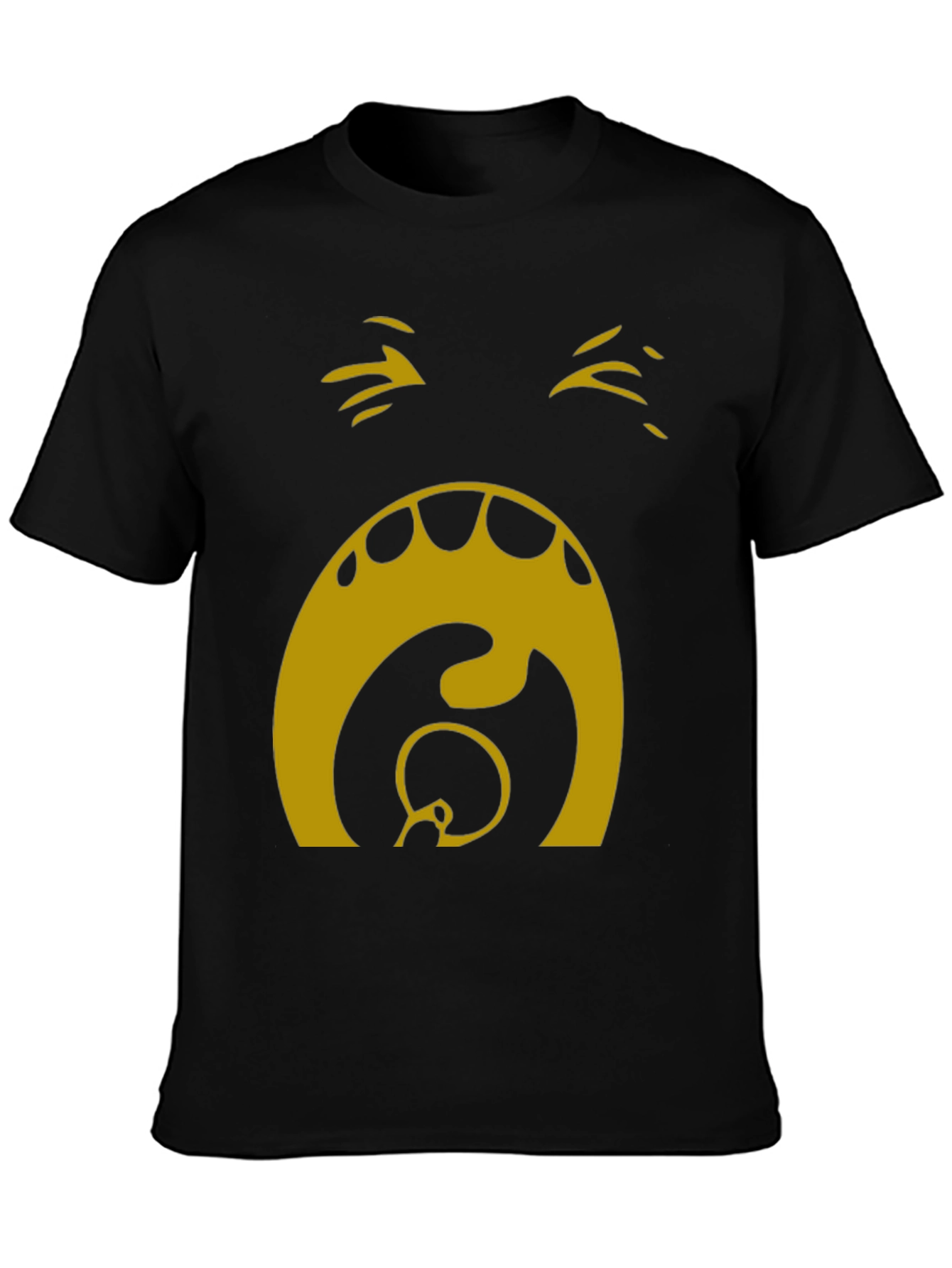 Camiseta Hombre Negra con Diseño Abstracto Dorado