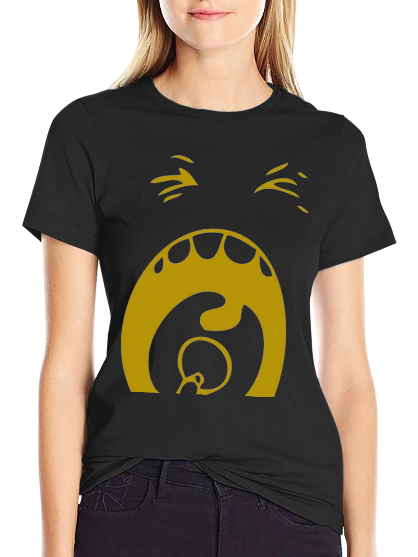 Camiseta Hombre Negra con Diseño Abstracto Dorado