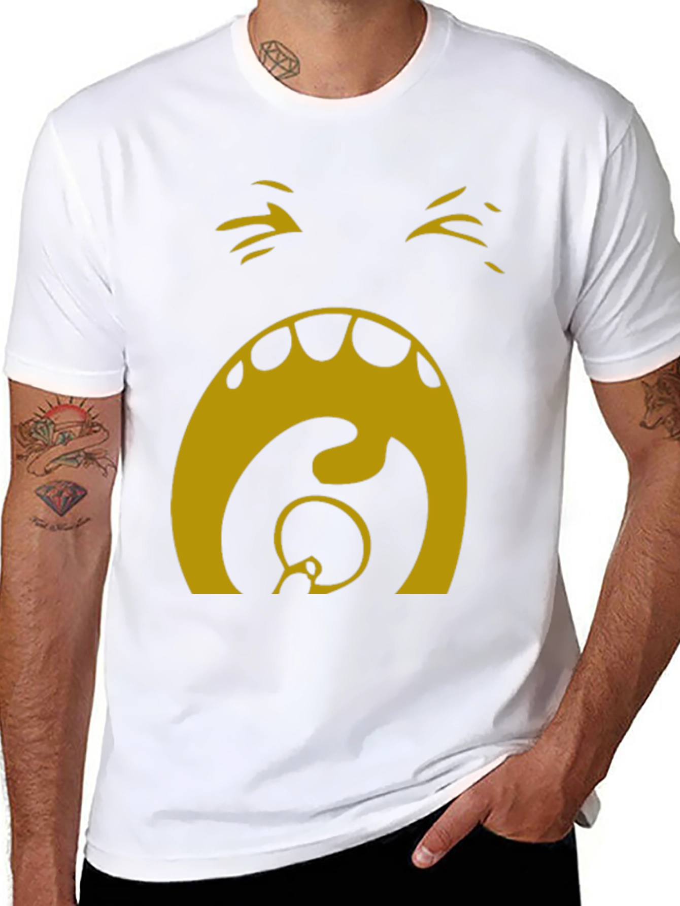 Camiseta Hombre Negra con Diseño Abstracto Dorado