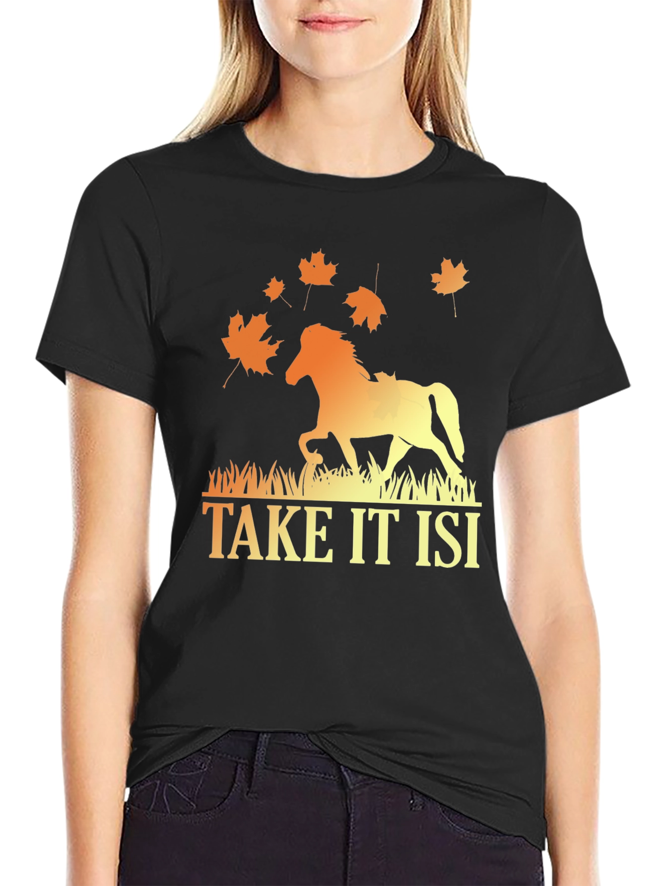 Camiseta Hombre Diseño Caballo Otoñal