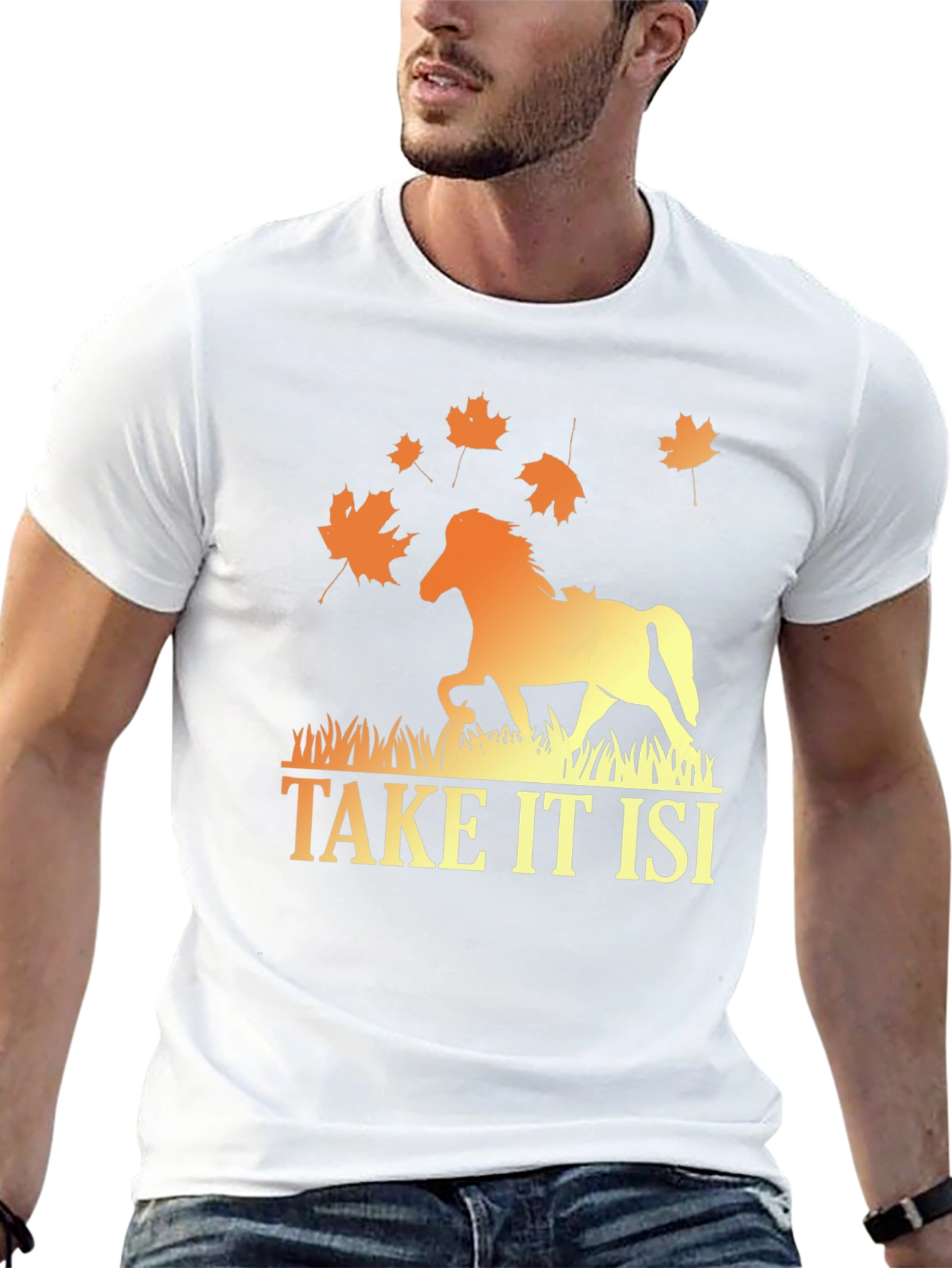 Camiseta Hombre Diseño Caballo Otoñal