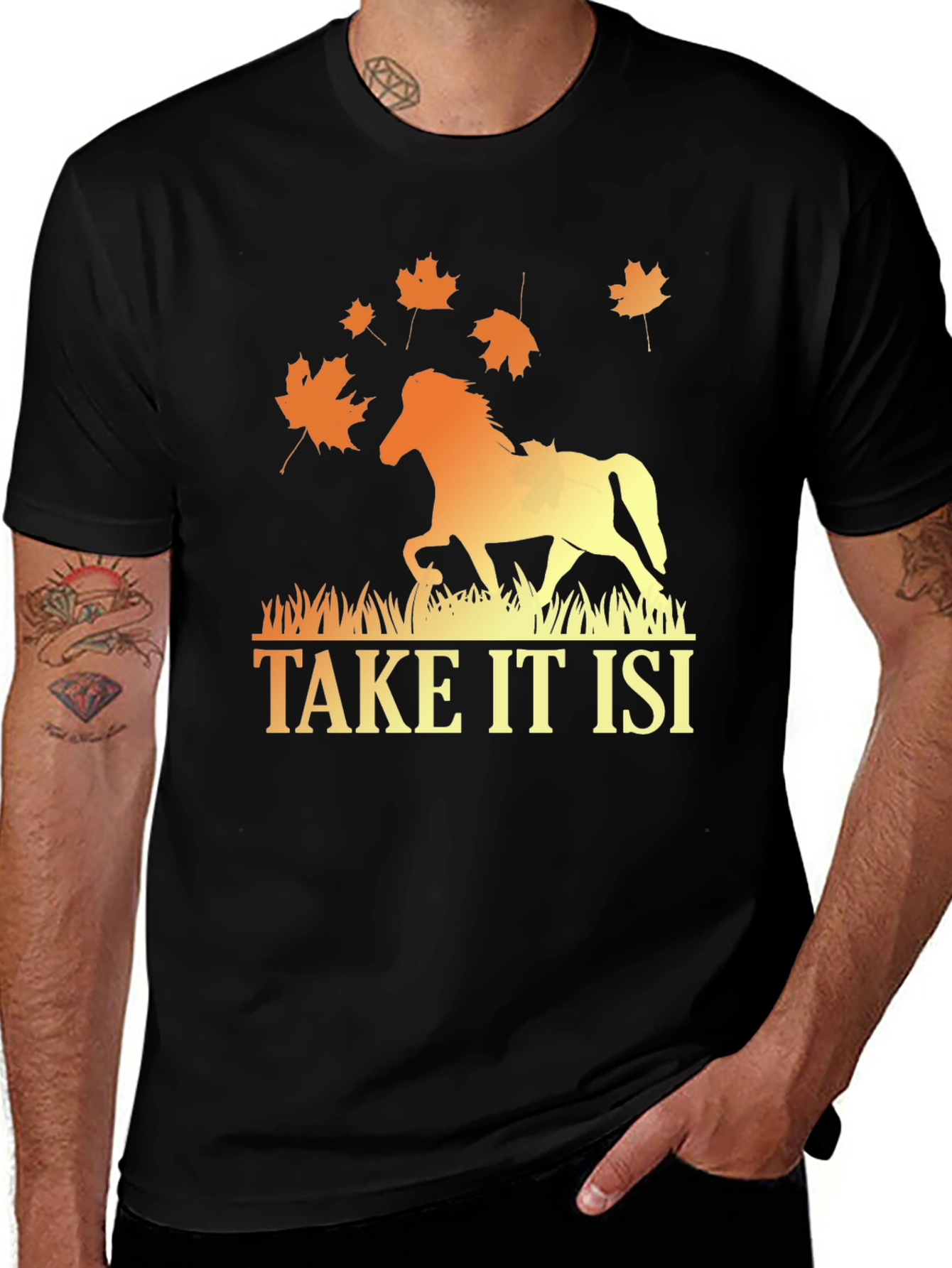 Camiseta Hombre Diseño Caballo Otoñal