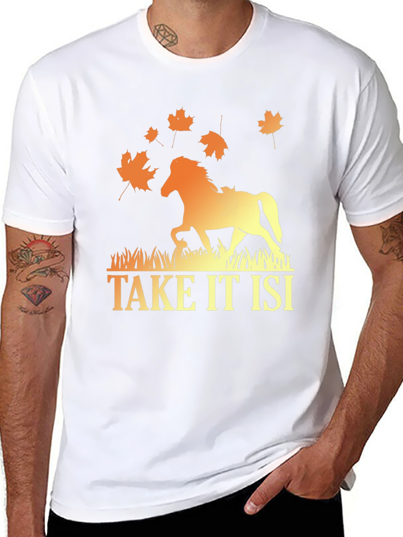 Camiseta Hombre Diseño Caballo Otoñal