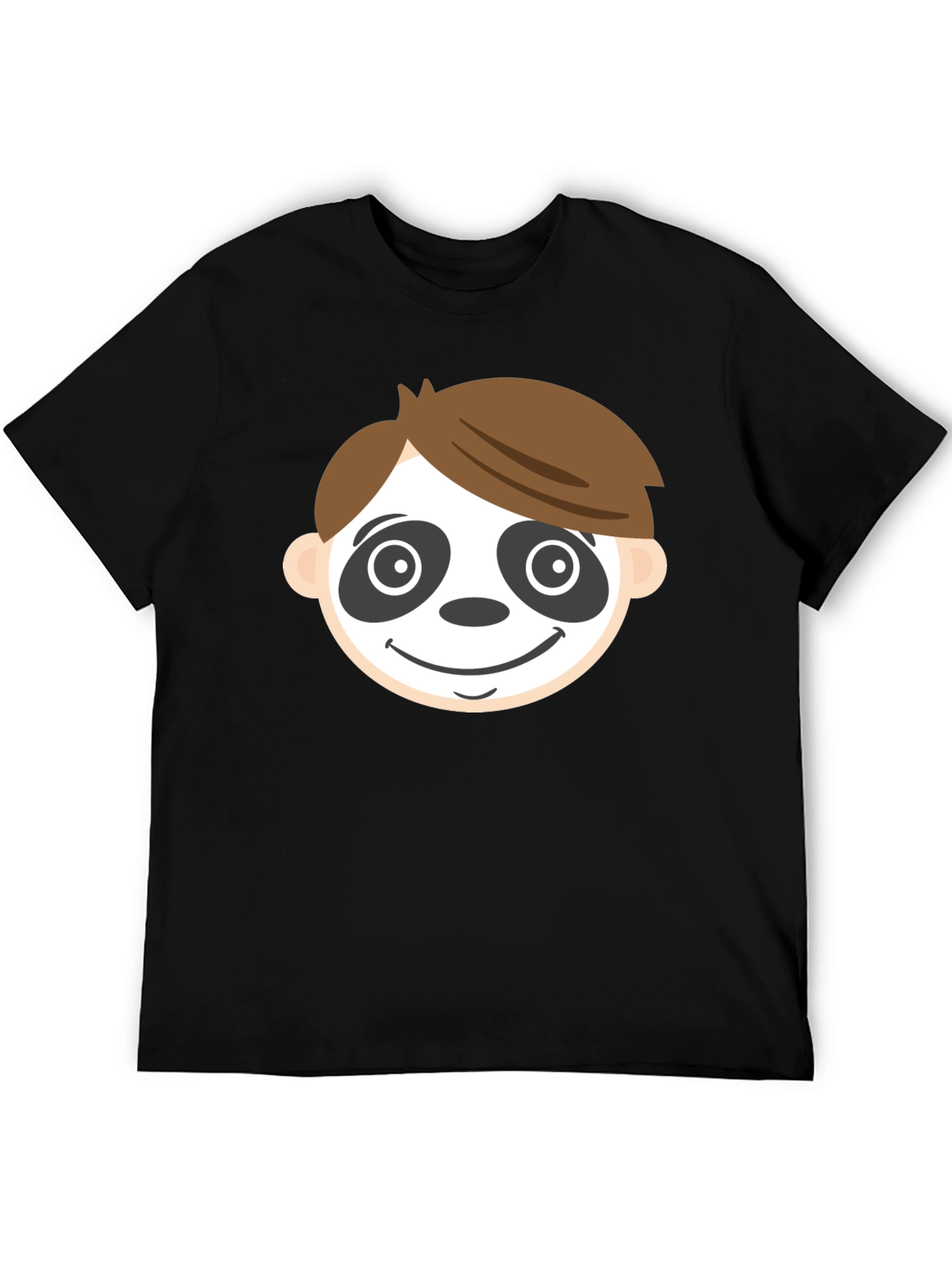 Camiseta Negra con Cara de Panda para Hombre